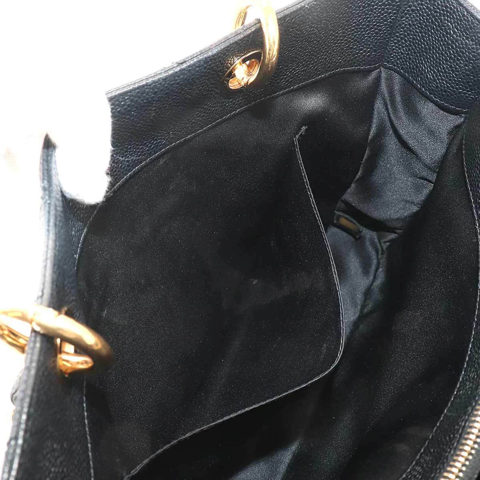 Chanel Black Grained Calfskin Handbag Tote Bag (Pre-Owned)