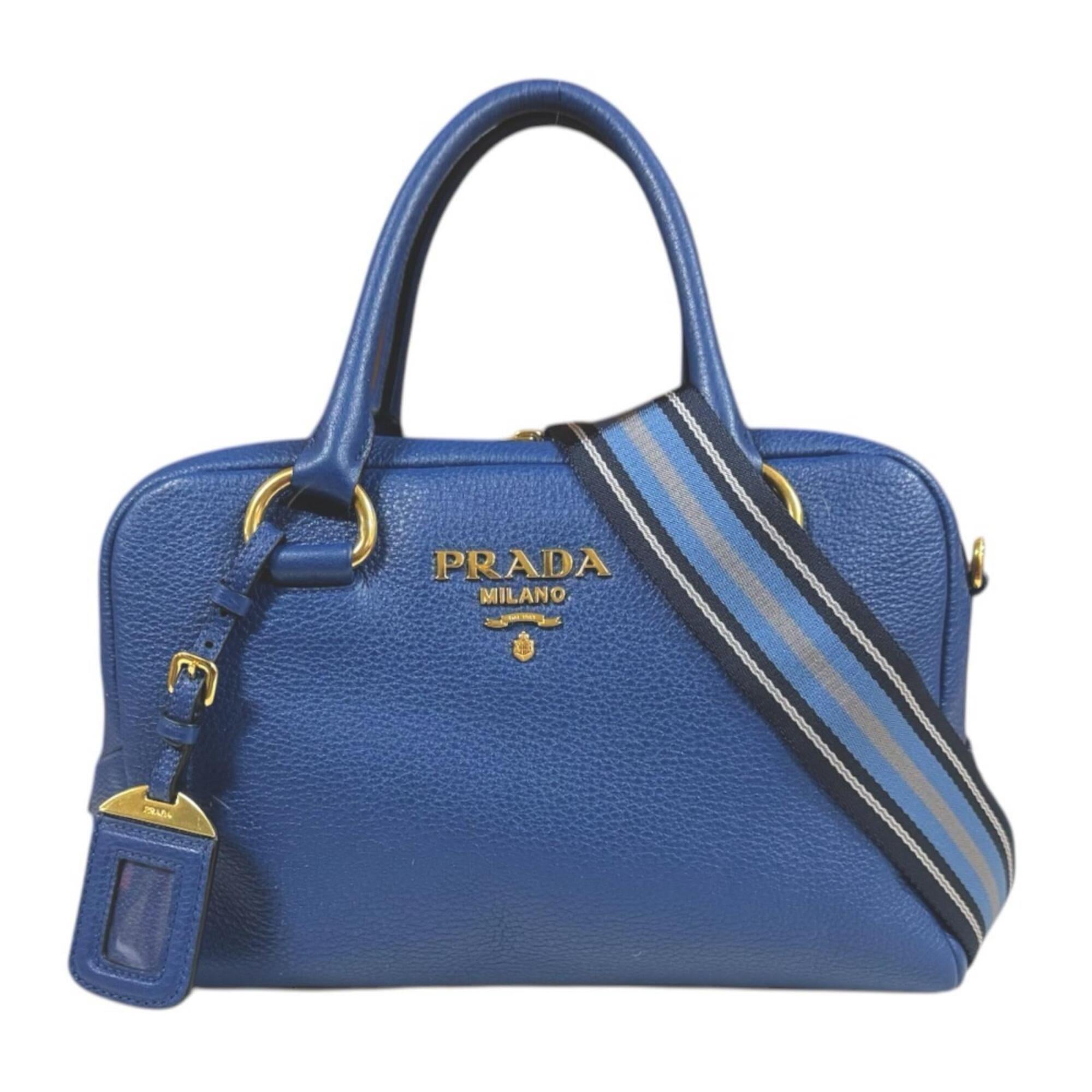 Prada Blue Leather Shoulder Bag (Pre-Owned)