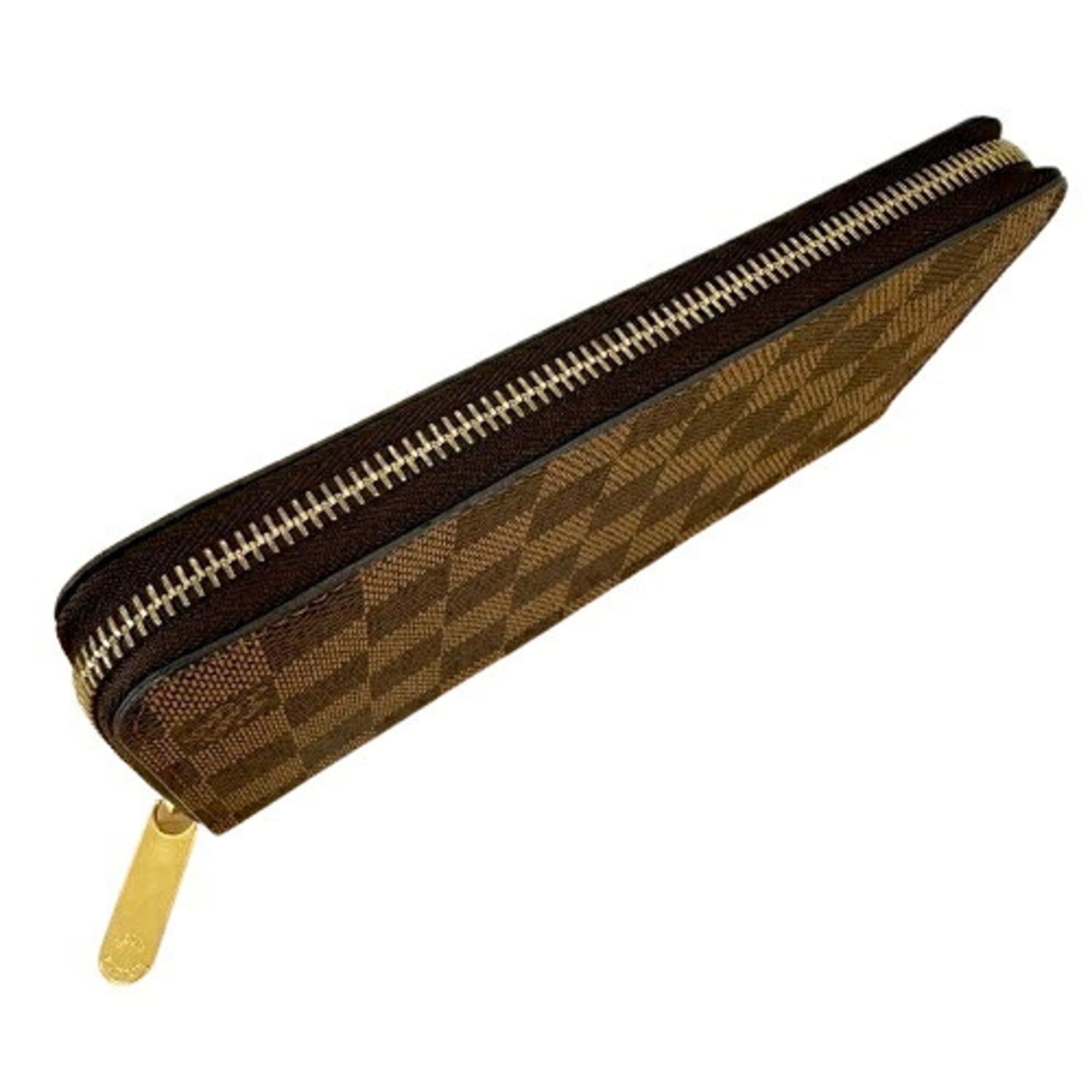 Louis Vuitton Damier Brown Leather Long Wallet (Bi-Fold) (Pre-Owned)