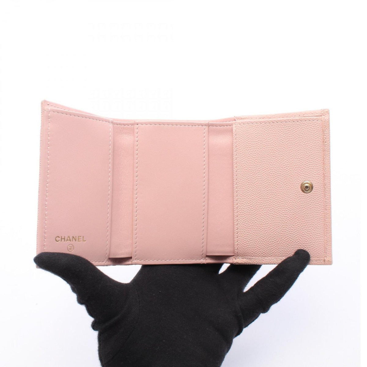 Chanel Pink Grained Calfskin Wallet (Tri-Fold) (Pre-Owned)
