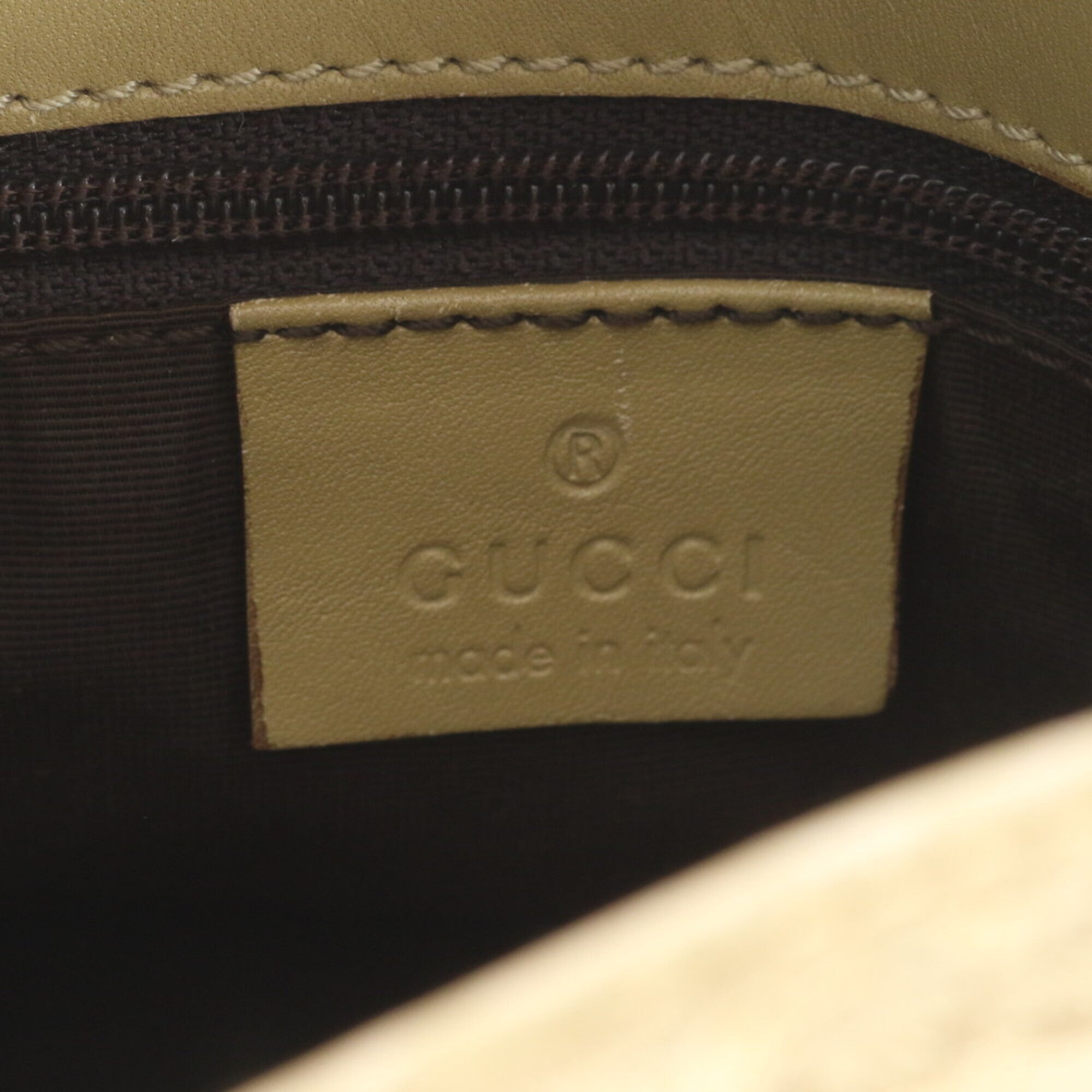 Gucci Beige Leather Canvas Messenger Bag Shoulder Bag (Pre-Owned)