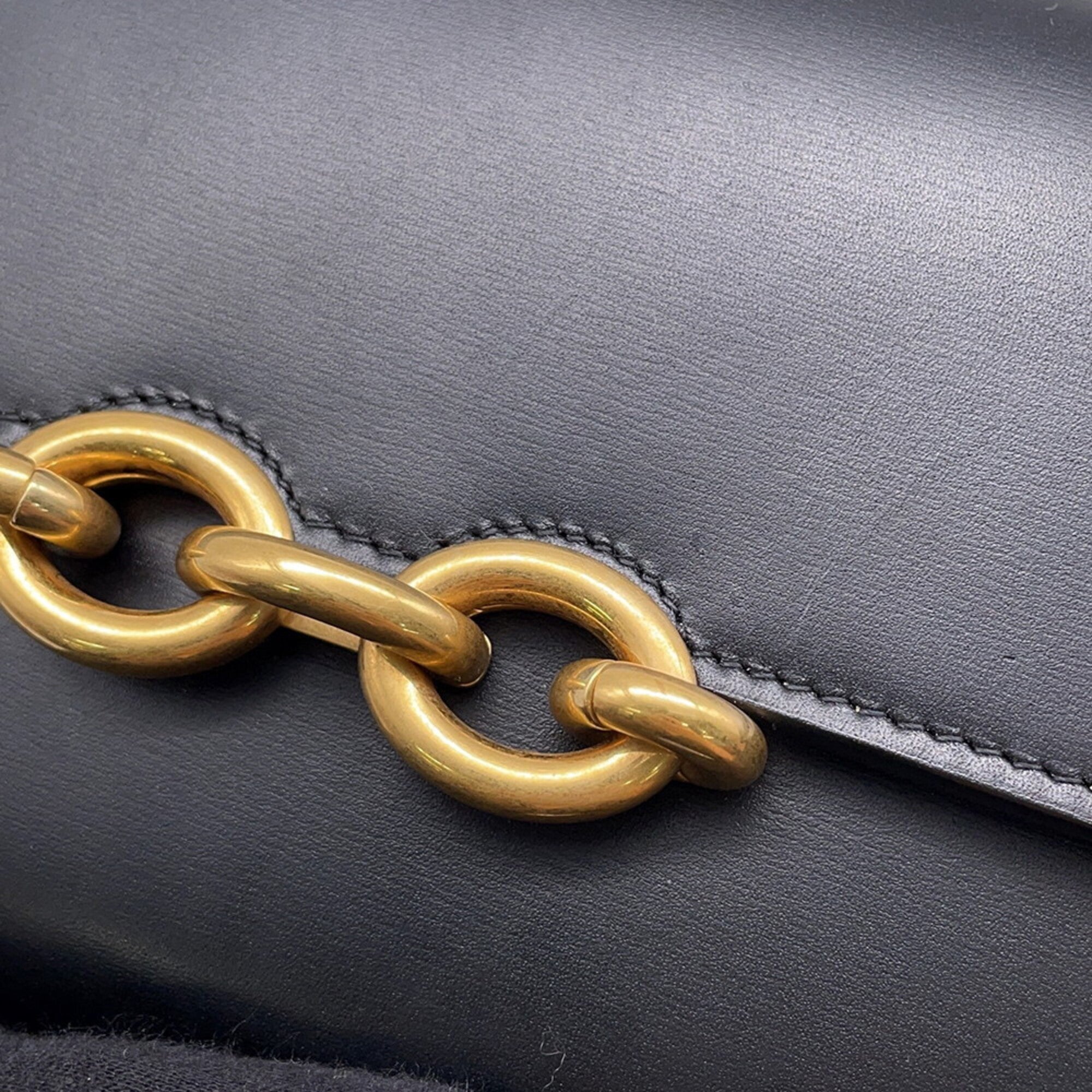Yves Saint Laurent Black Leather Chain/Shoulder Wallet (Pre-Owned)