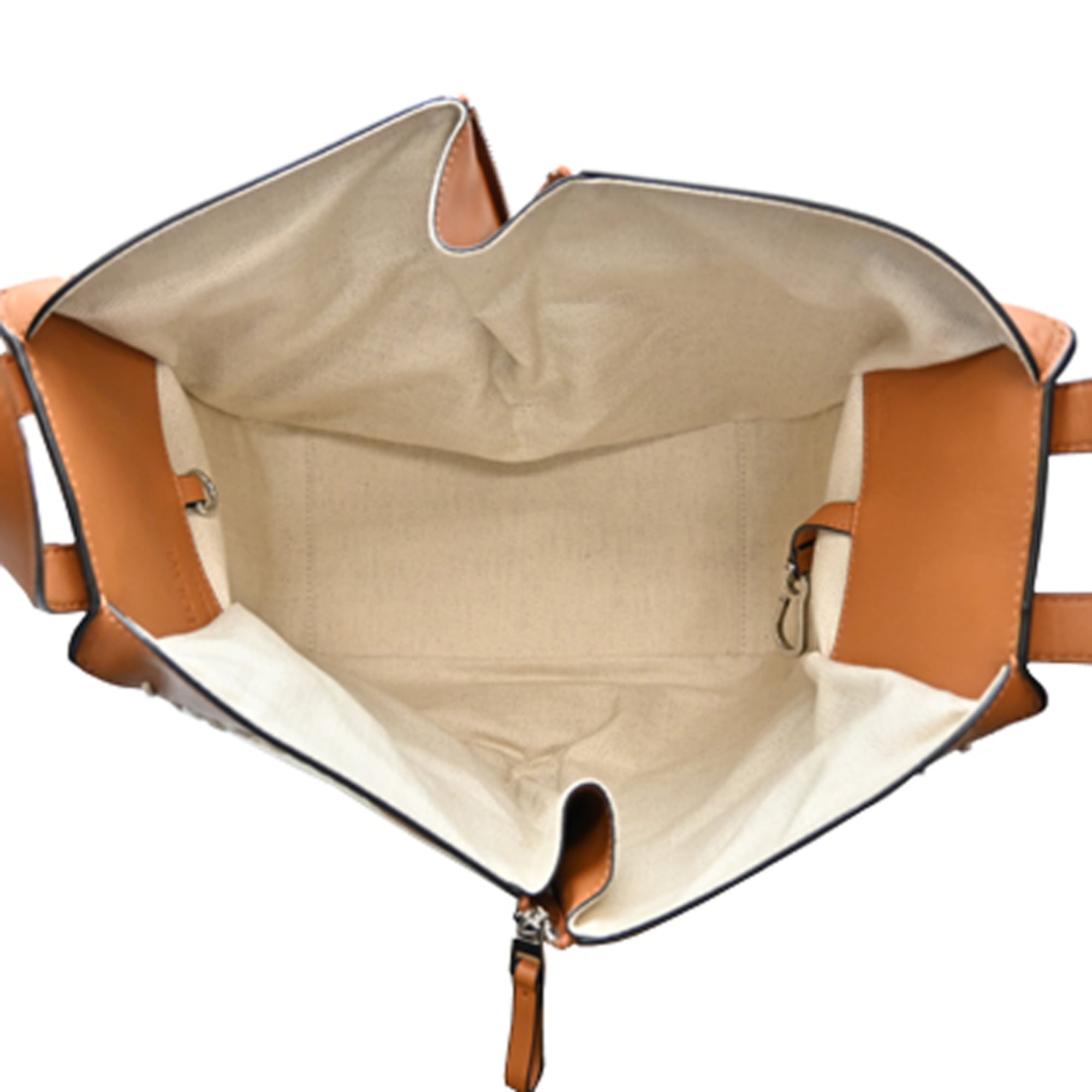Loewe Brown Ivory Leather Knit Shoulder Bag (Pre-Owned)