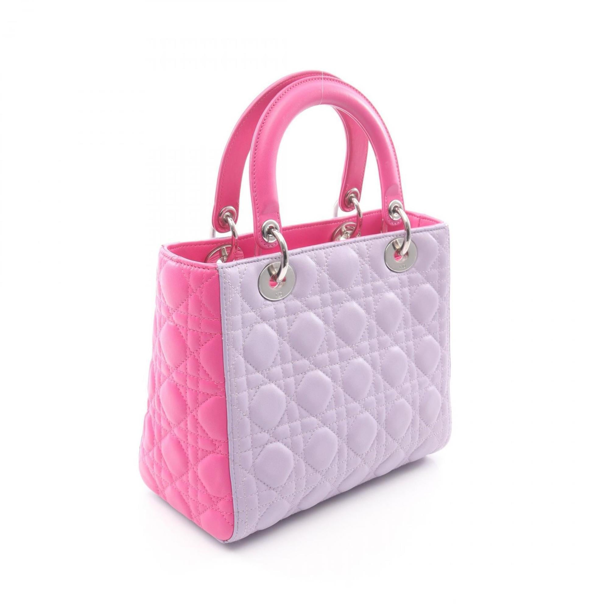 Christian Dior Pink Purple Leather Handbag (Pre-Owned)