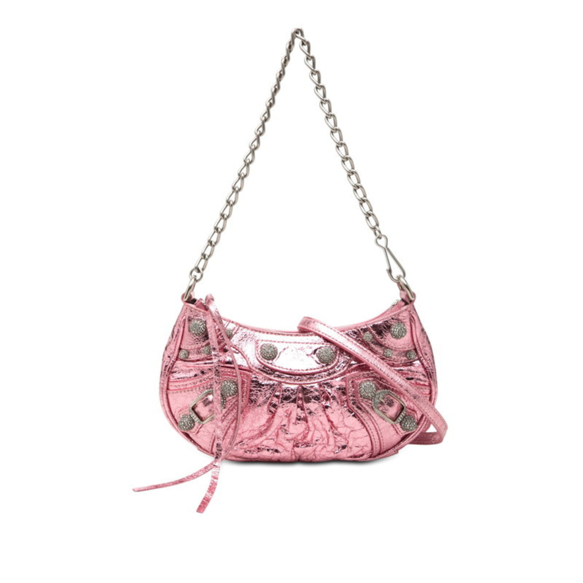 Balenciaga Metallic Pink Leather Rhinestone Handbag Shoulder Bag (Pre-Owned)