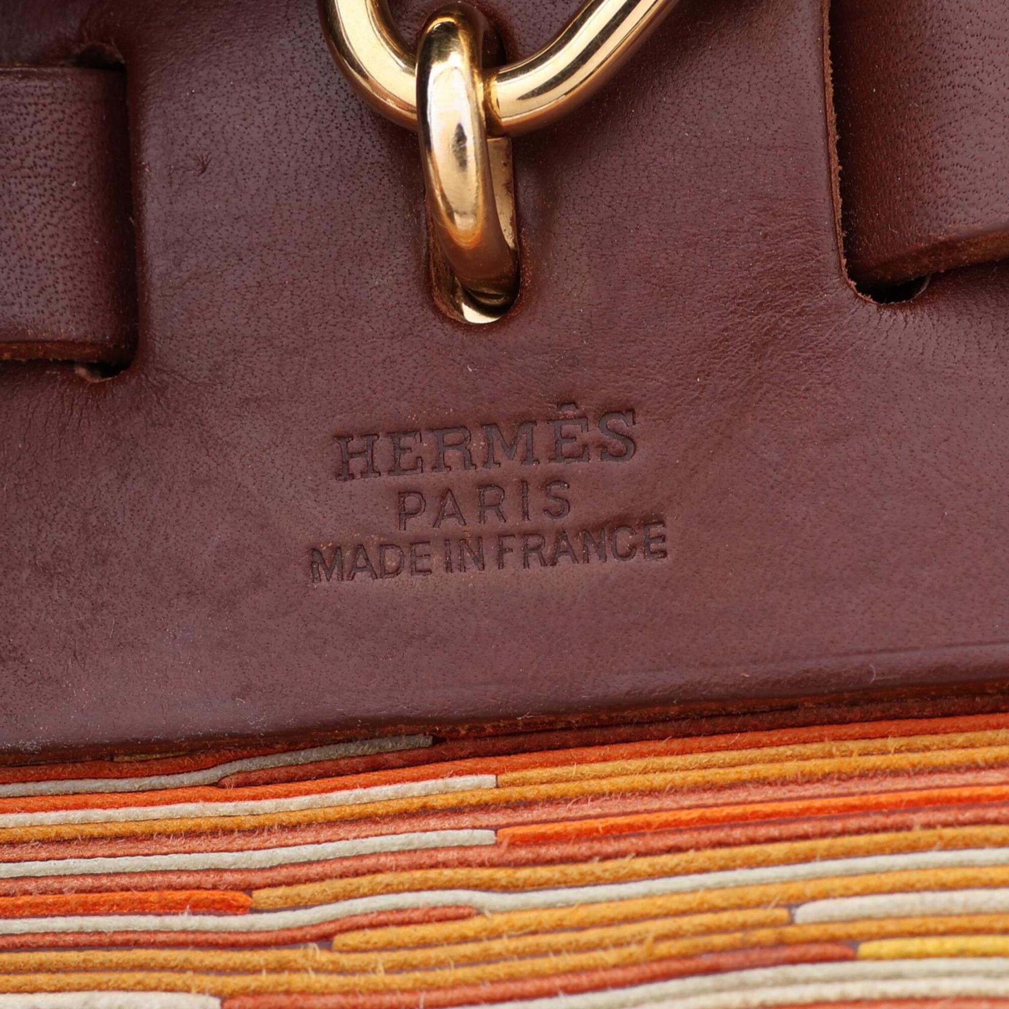 Hermes Brown Multi-Color Vibrato Leather Handbag (Pre-Owned)
