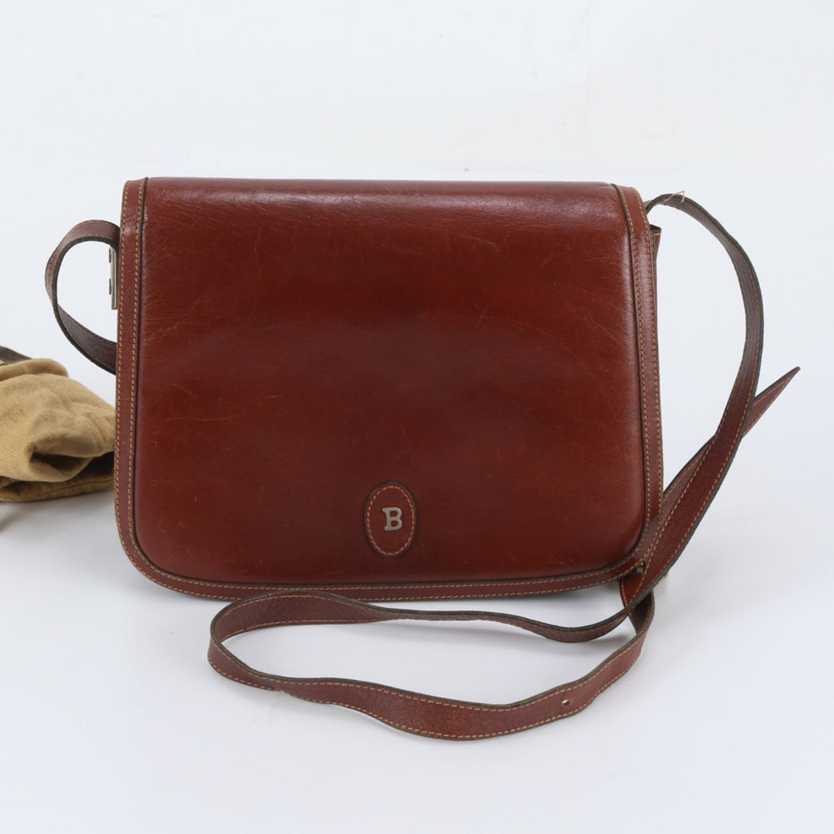 Bally Brown Leather Crossbody Bag Handbag Shoulder Bag Tote Bag (Pre-Owned)