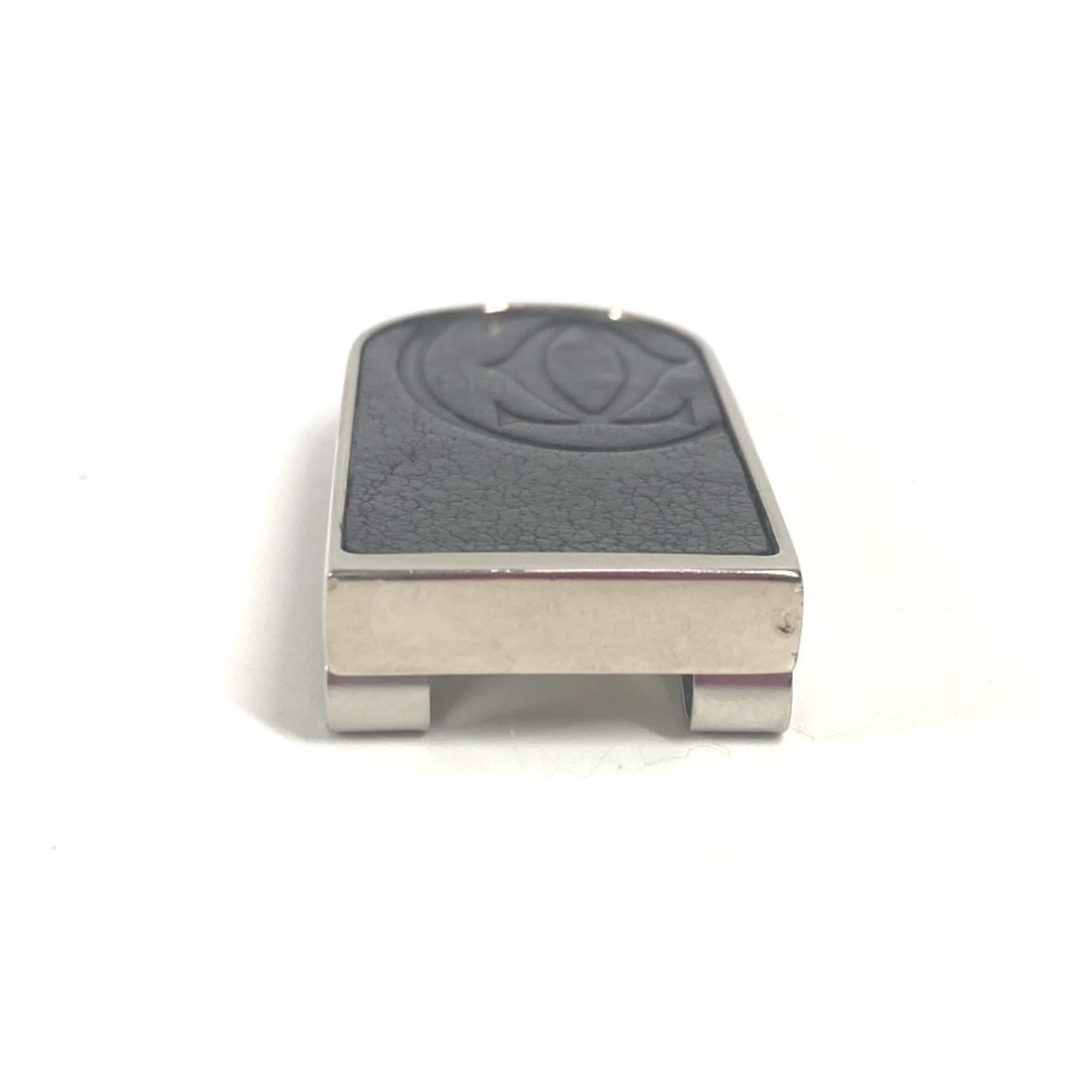 Cartier Silver Black Stainless Steel Leather Money Clip (Pre-Owned)