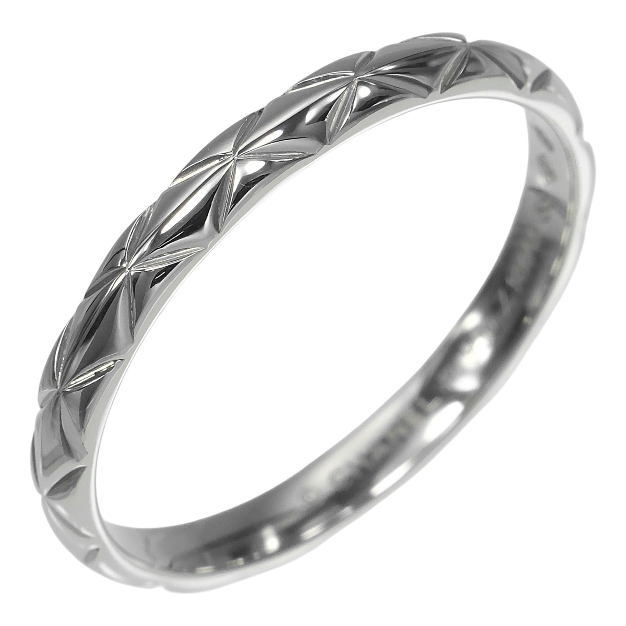 Chanel Matelasse Platinum 950 Band Ring (Pre-Owned)