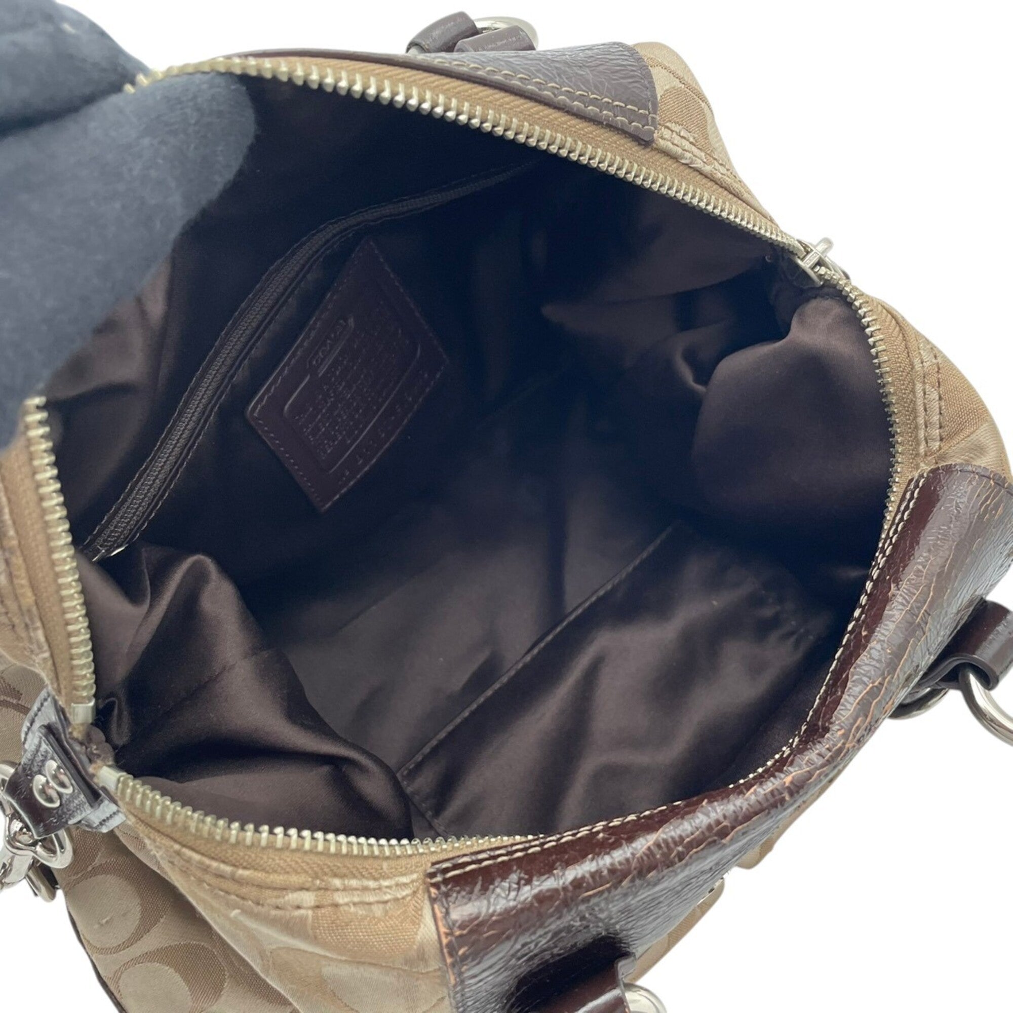 Coach Beige Brown Canvas Leather Handbag Shoulder Bag (Pre-Owned)