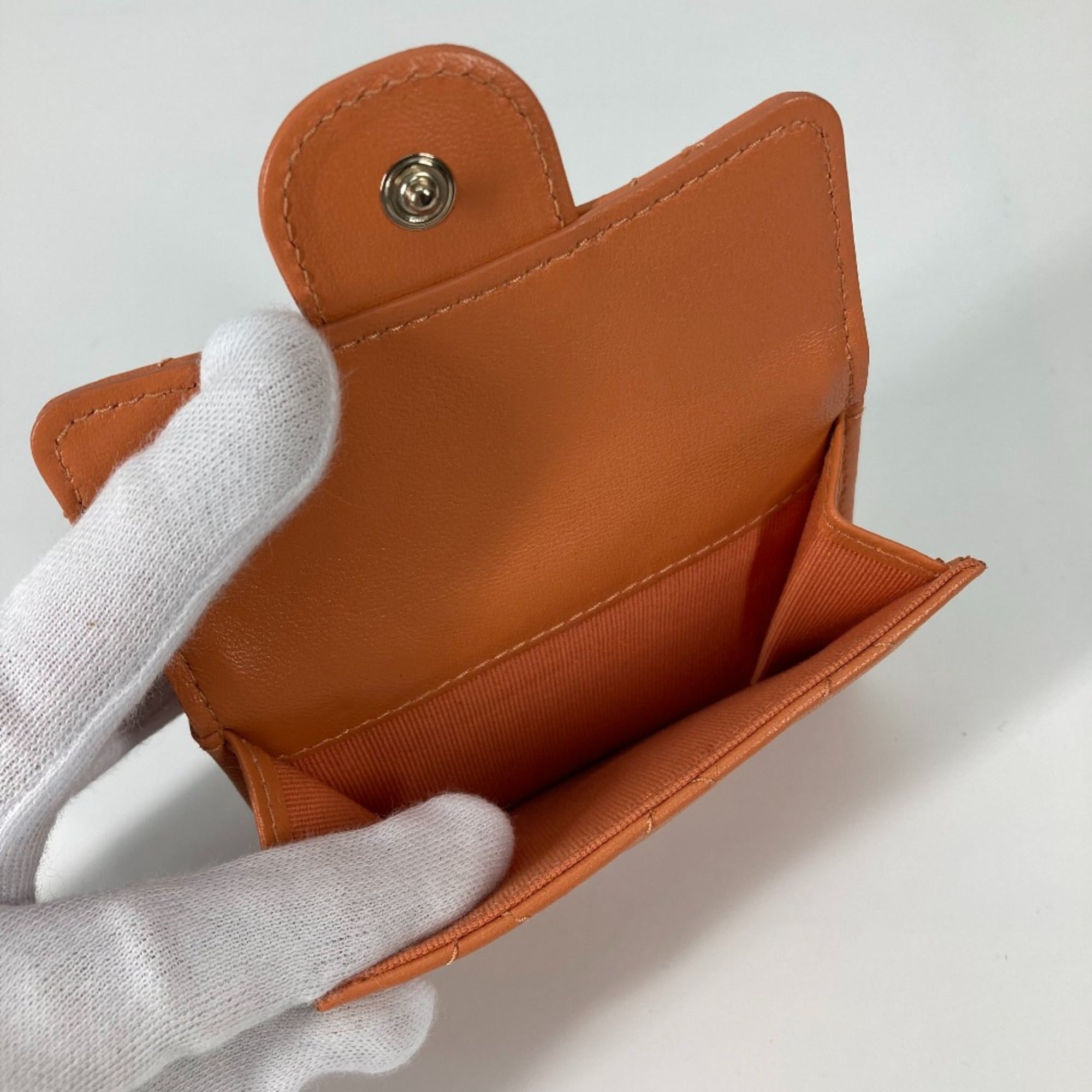 Chanel Orange Leather Wallet (Tri-Fold) (Pre-Owned)