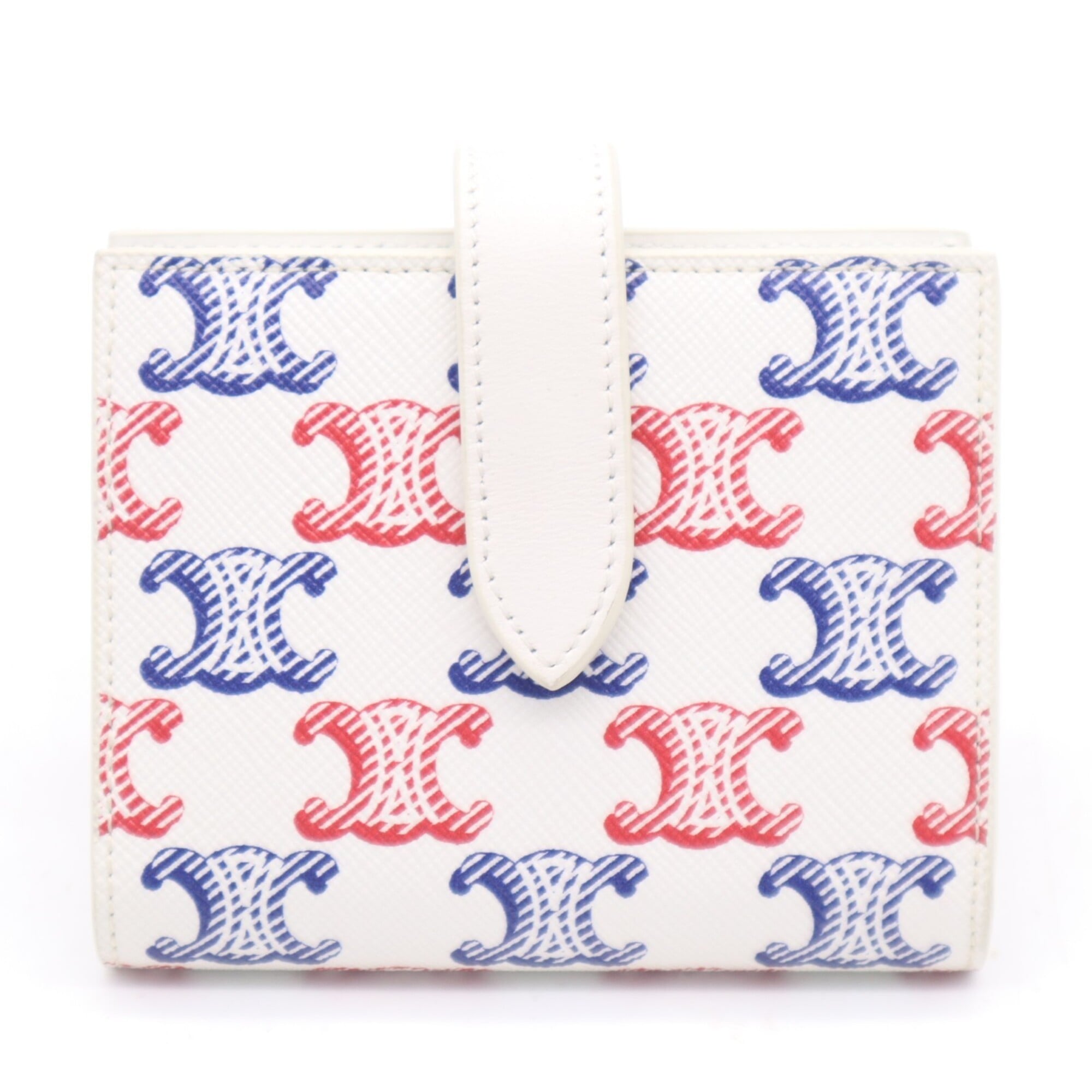 Celine Blue Red Color White Coated Canvas Leather Wallet (Bi-Fold) (Pre-Owned)
