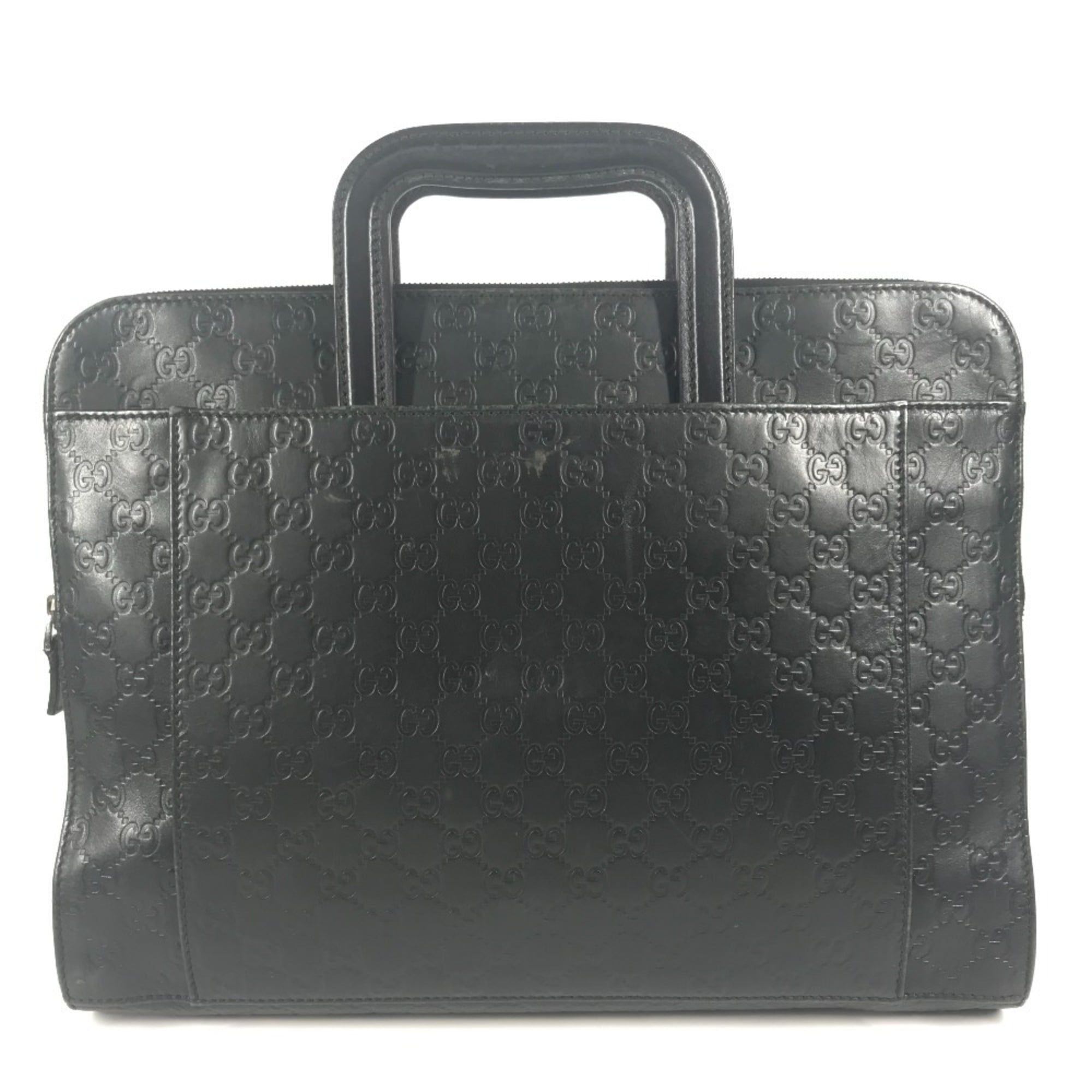 Gucci Black Gg Leather Briefcase Handbag Tote Bag (Pre-Owned)