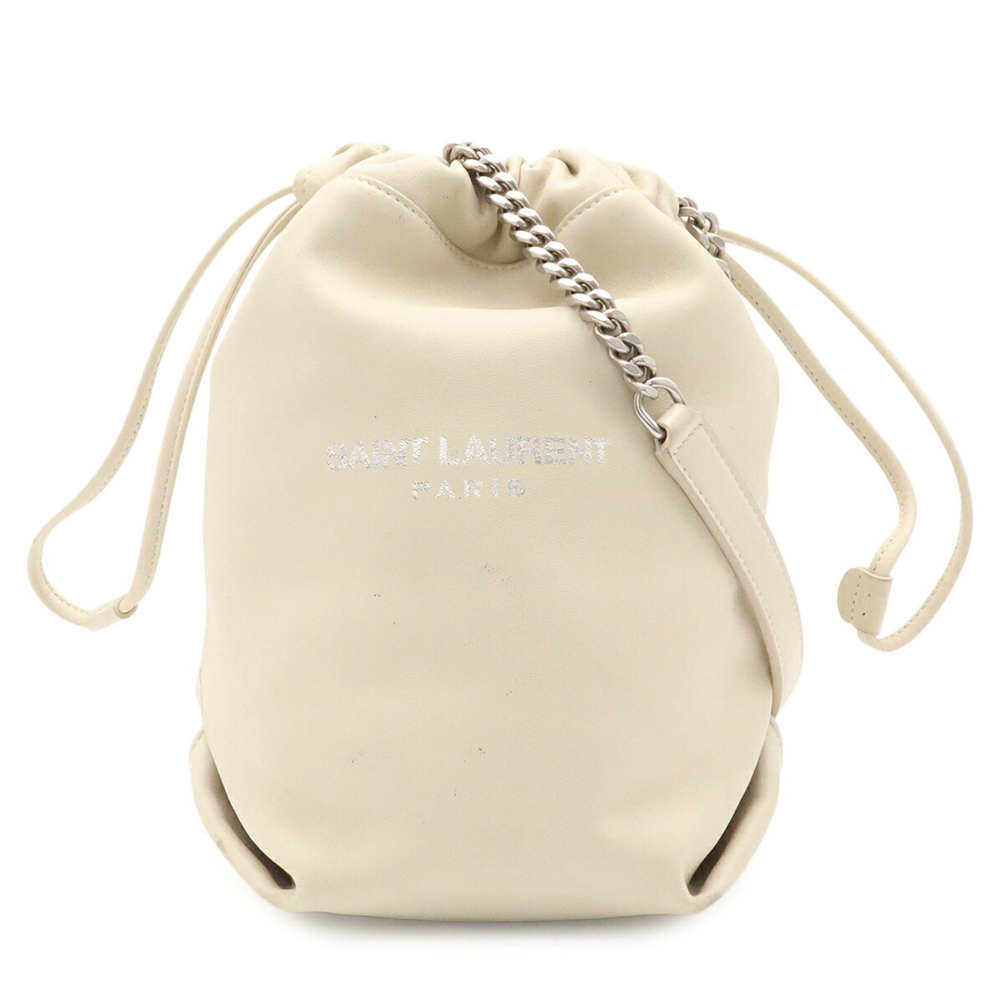 Yves Saint Laurent Ivory Leather Pouch Shoulder Bag (Pre-Owned)