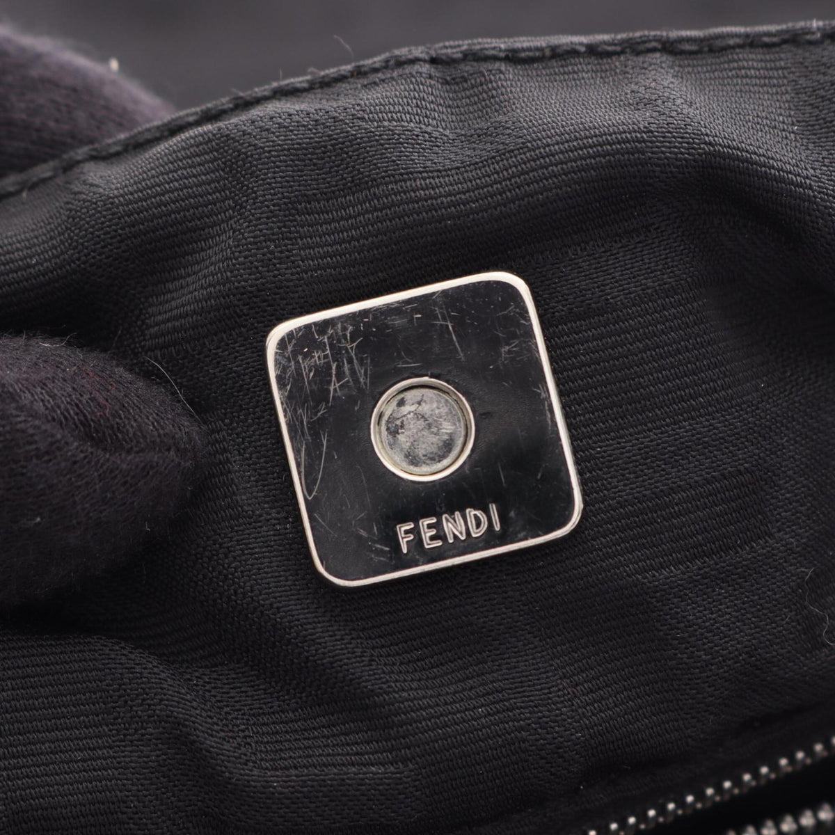 Fendi Black Nylon Leather Handbag Tote Bag (Pre-Owned)