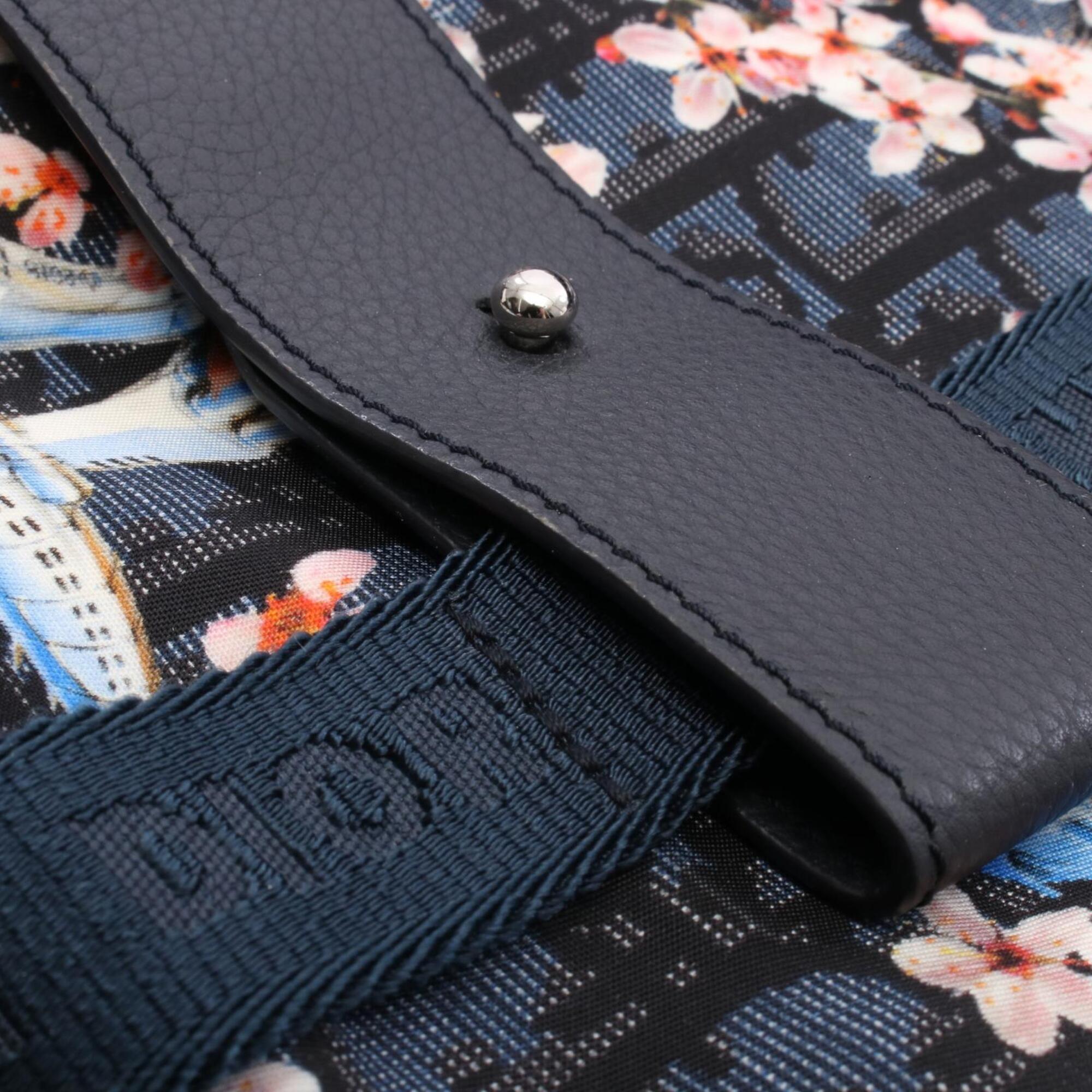 Christian Dior Multi-Color Navy Nylon Leather Backpack Handbag (Pre-Owned)