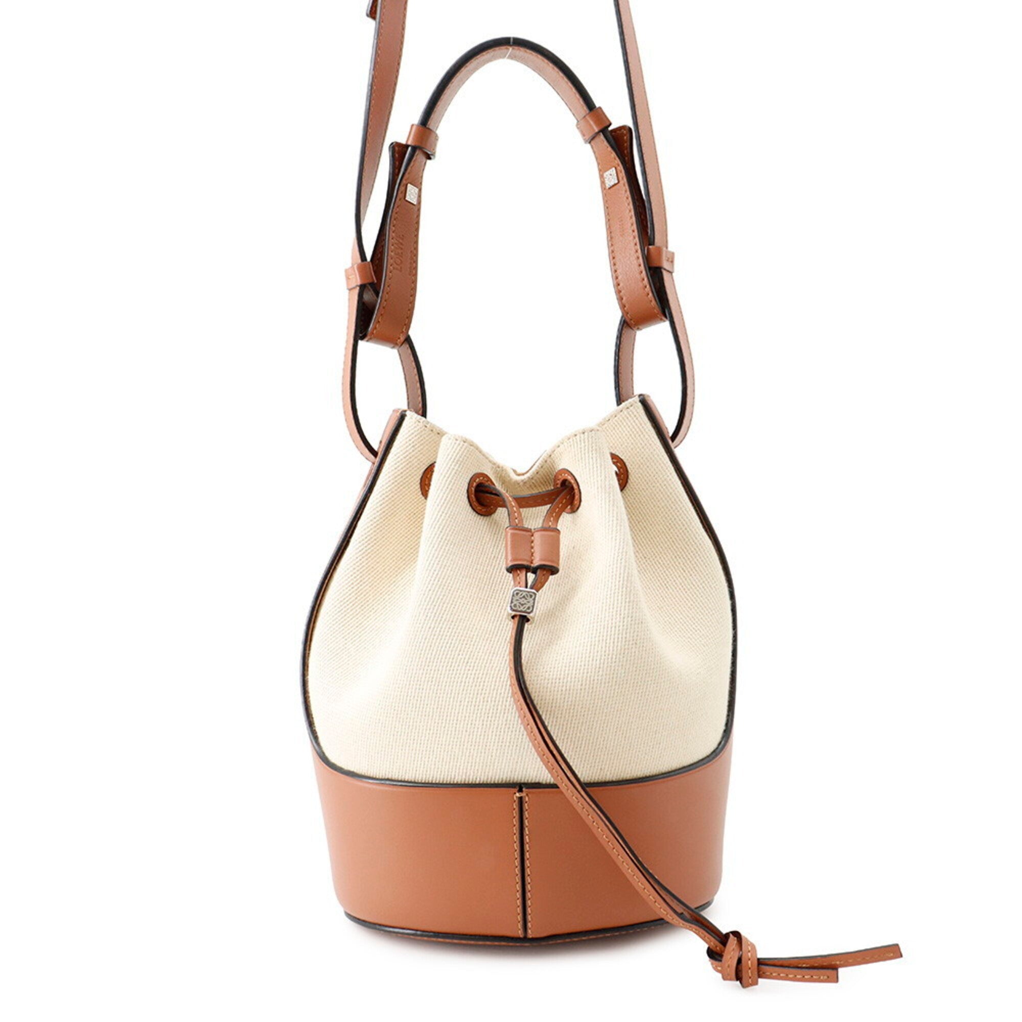 Loewe Beige Brown Canvas Leather Handbag Shoulder Bag (Pre-Owned)
