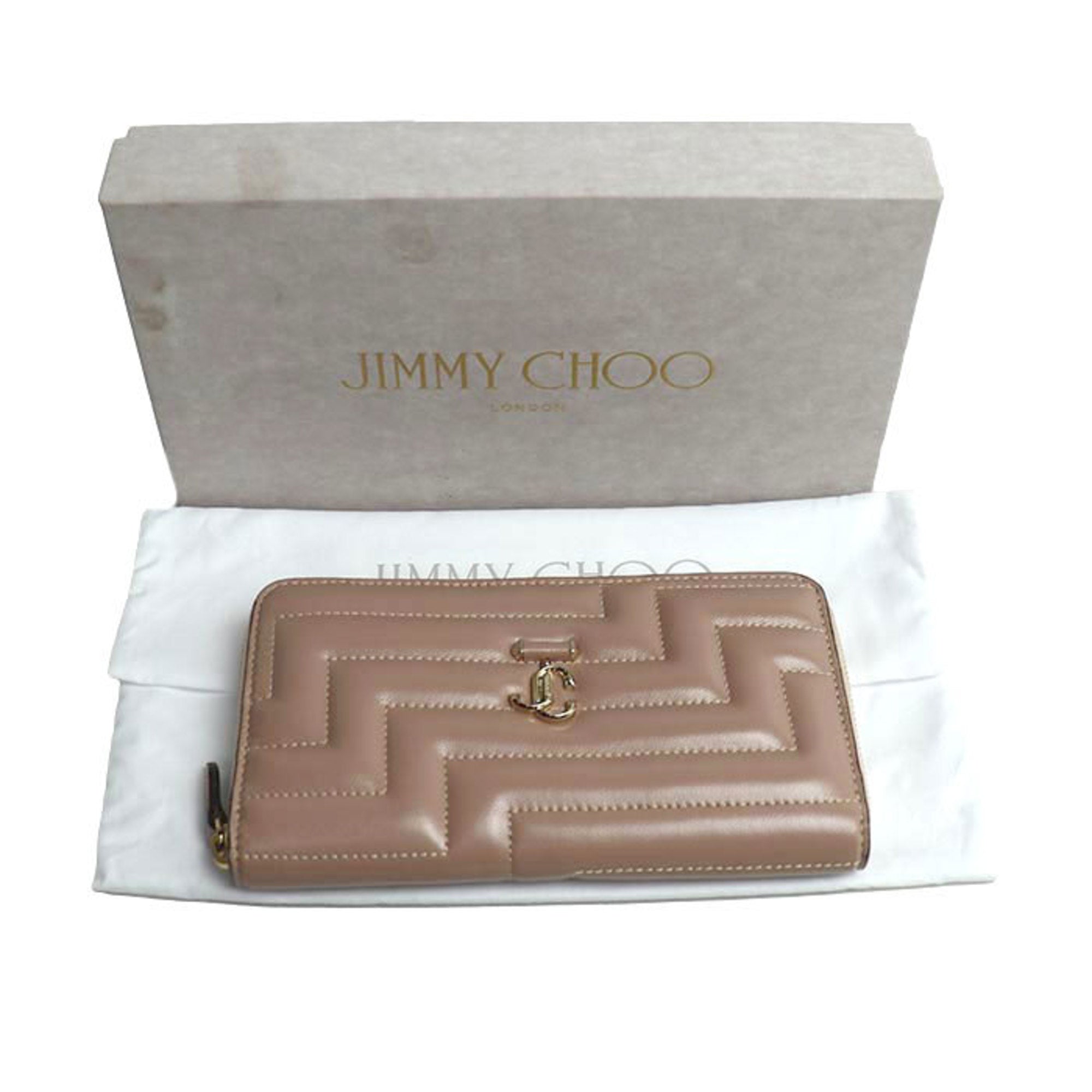 Jimmy Choo Pink Beige Leather Long Wallet (Bi-Fold) (Pre-Owned)