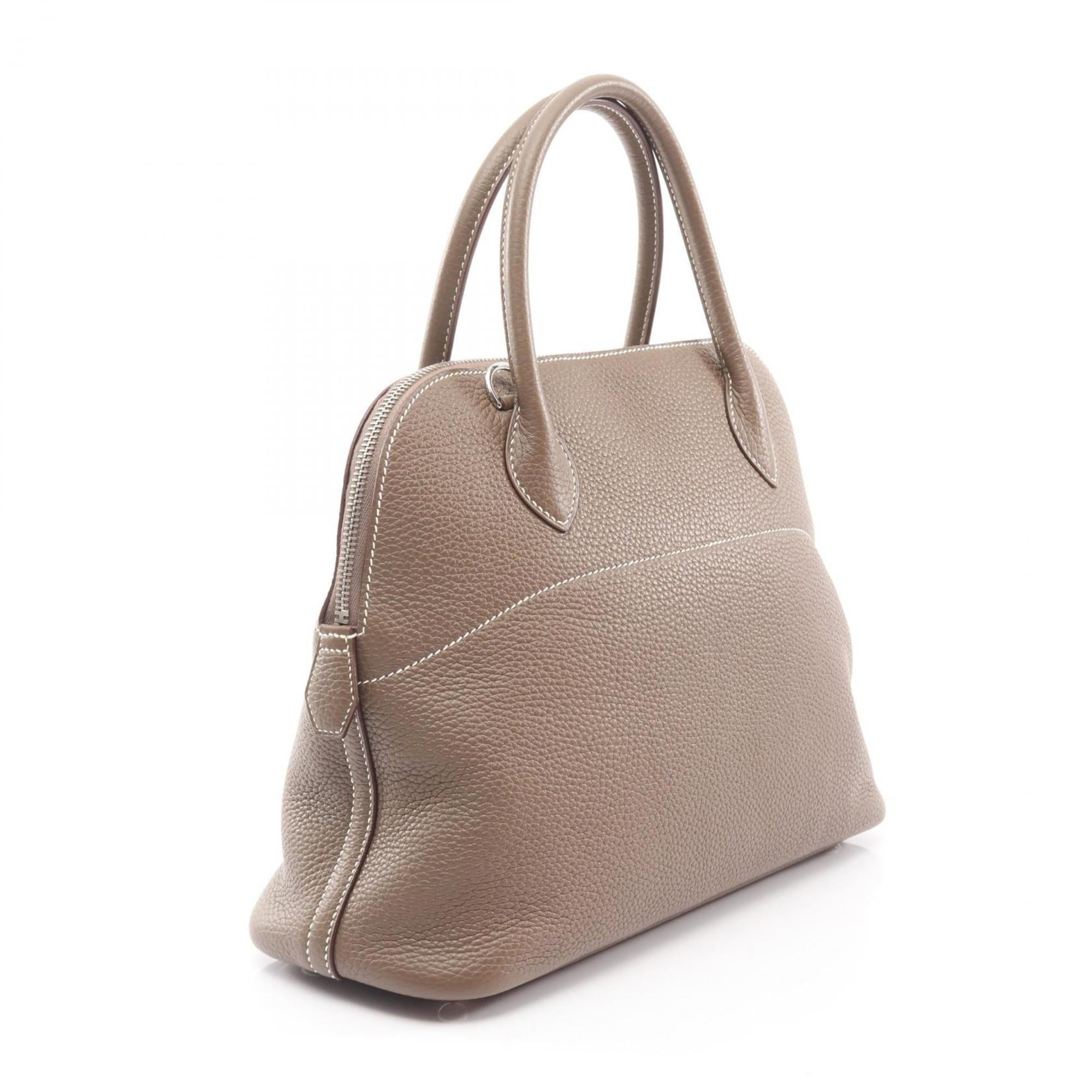 Hermes Bolide Etoupe Gray Gray Taurillon Clemence Leather Handbag (Pre-Owned)
