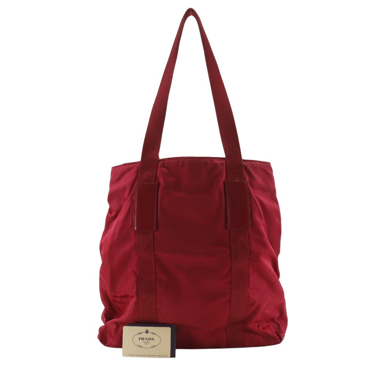 Prada Red Color Nylon Tote Bag (Pre-Owned)