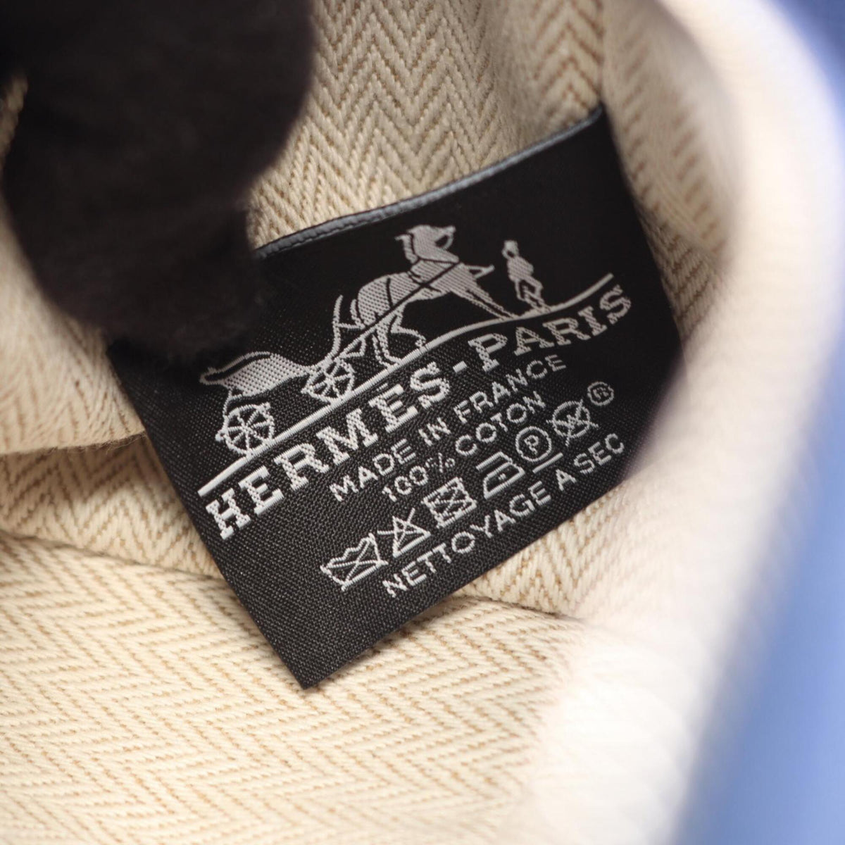 Hermes Blue Green Canvas Handbag (Pre-Owned)