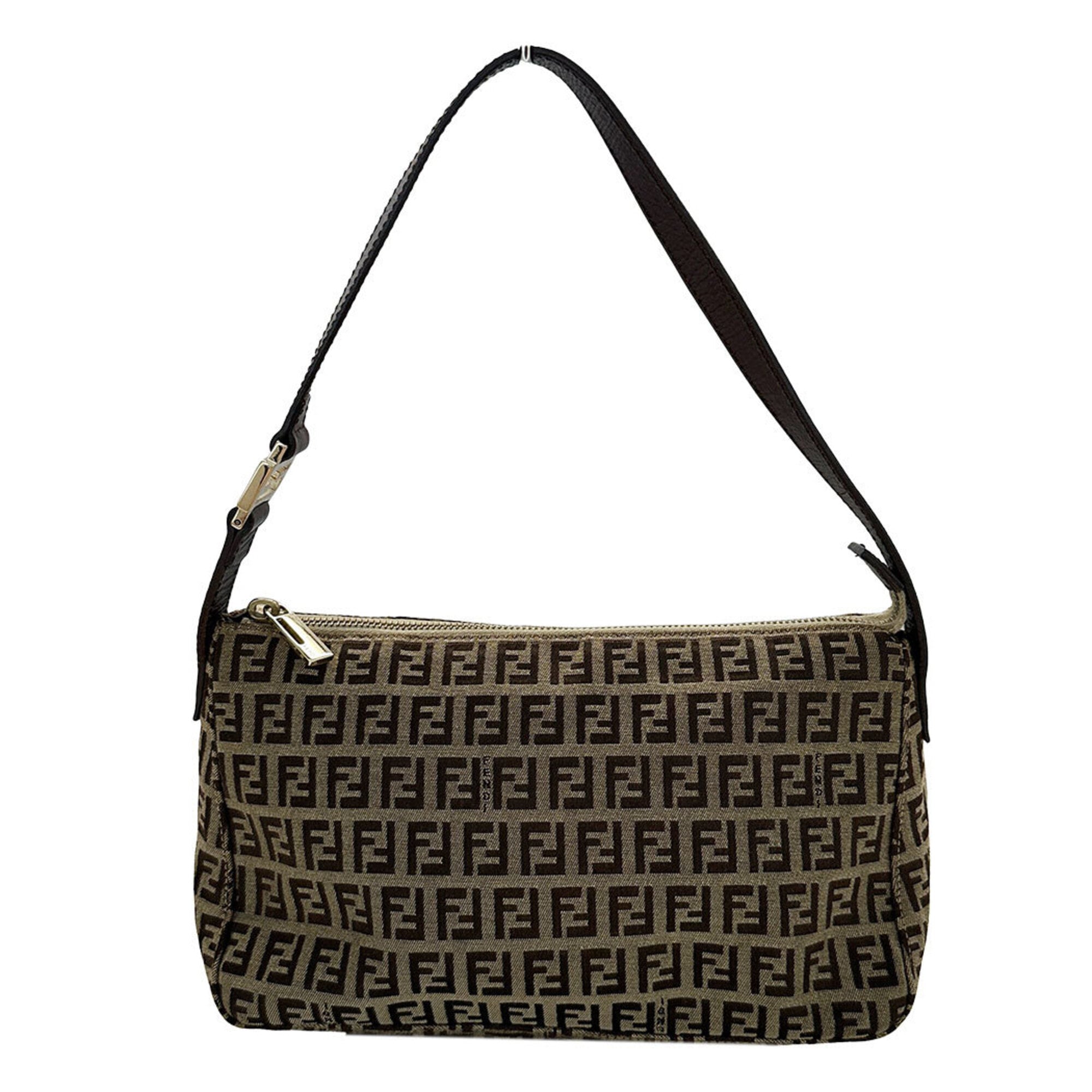 Fendi Zucchino Brown Canvas Handbag (Pre-Owned)