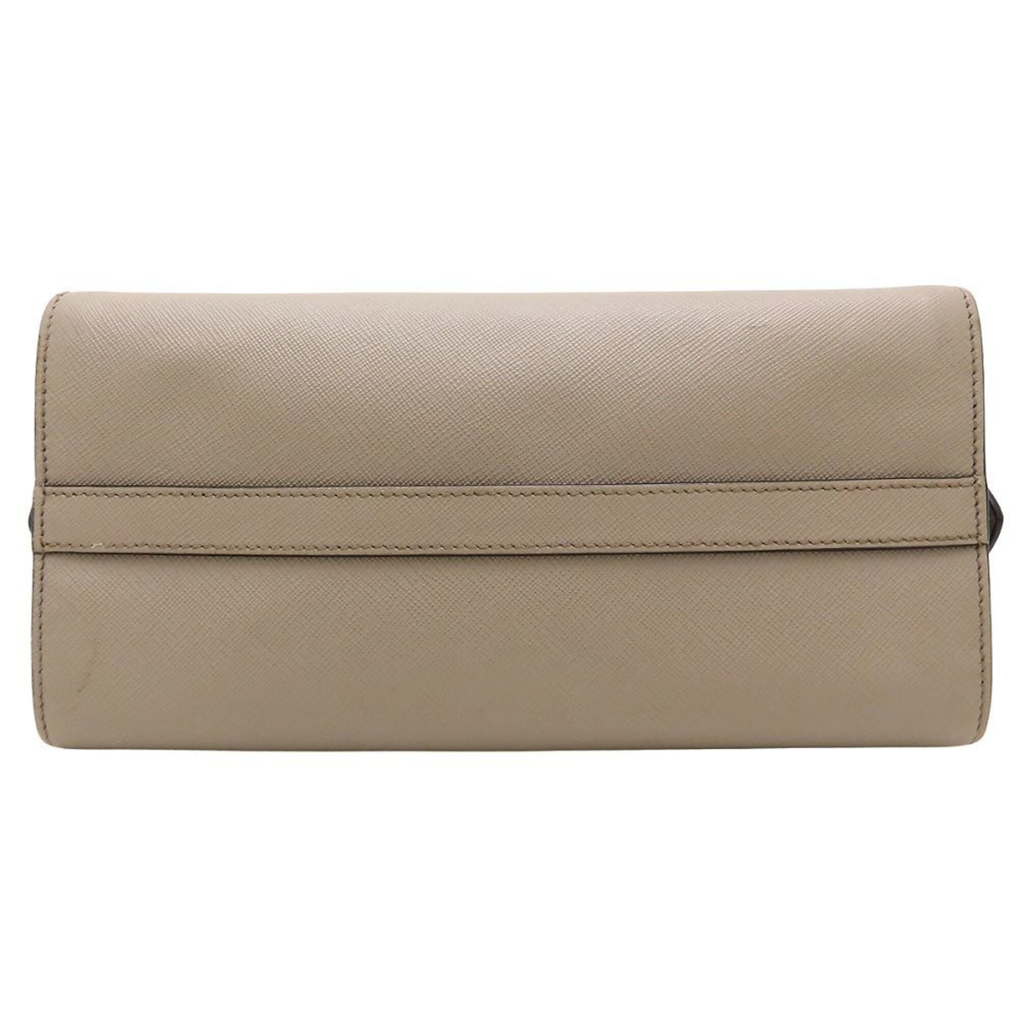 Prada Grayish Saffiano Triangle Leather Shoulder Bag (Pre-Owned)