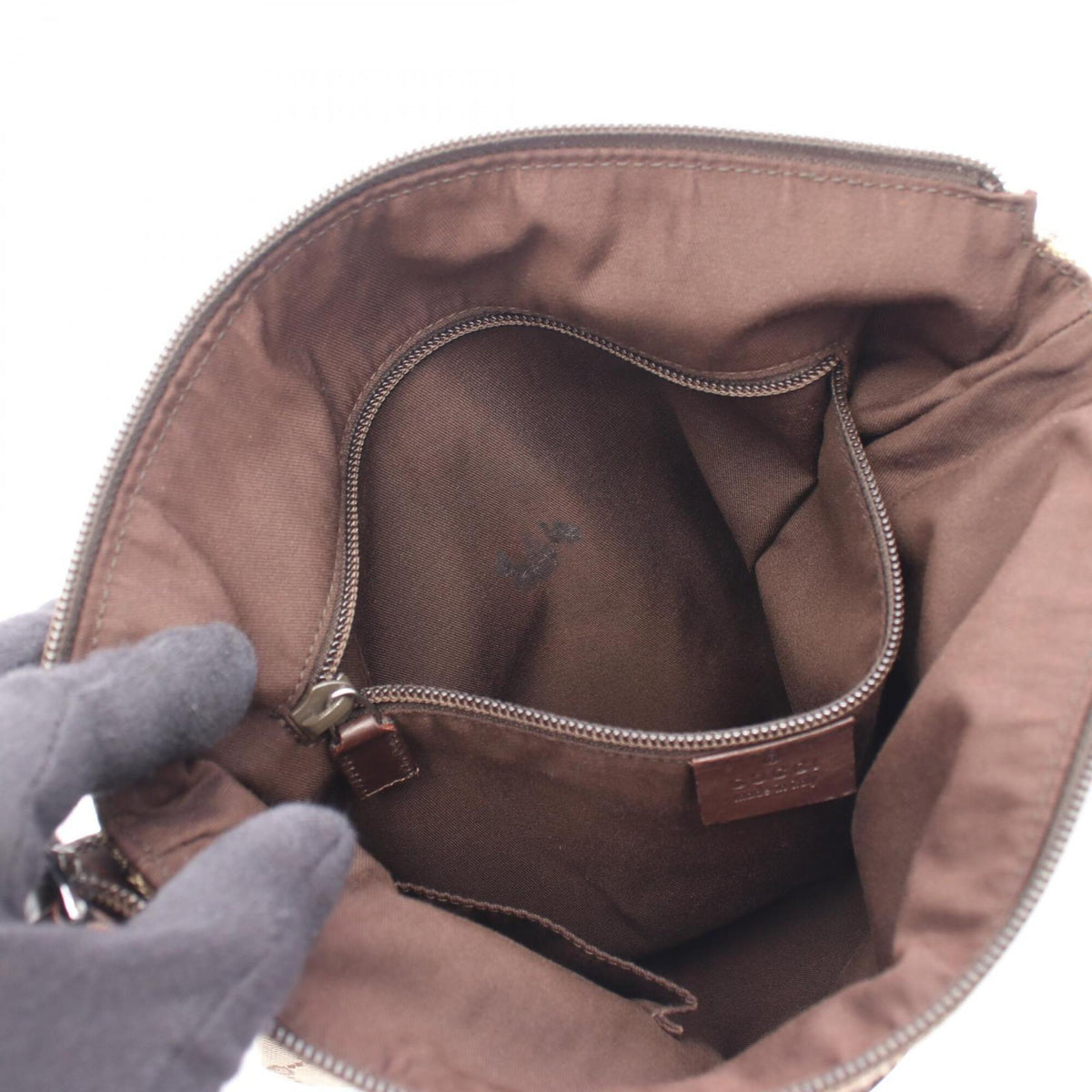 Gucci Beige Brown Gg Canvas Leather Handbag Shoulder Bag (Pre-Owned)
