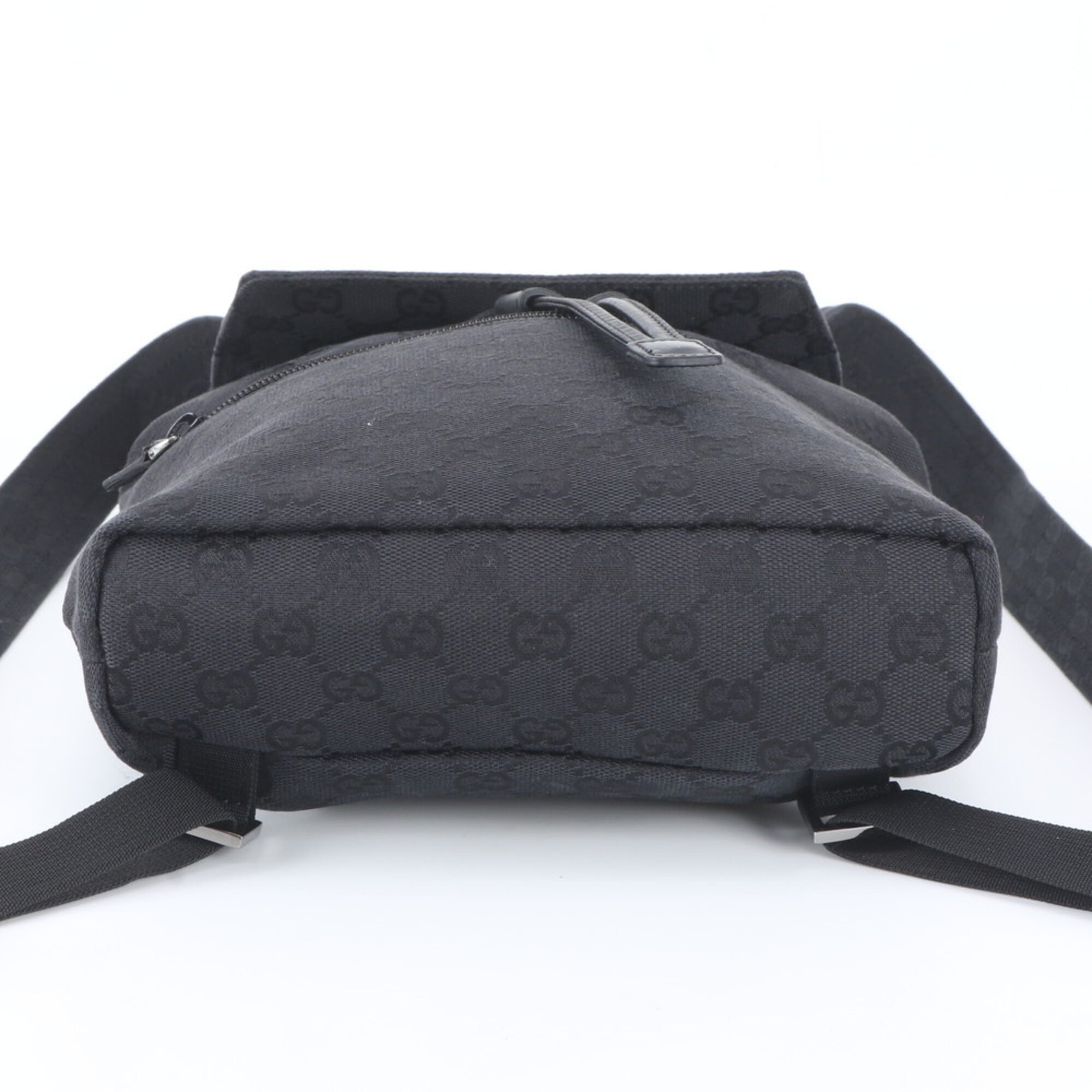 Gucci Gg Canvas Black Gg Canvas Leather Backpack Handbag (Pre-Owned)