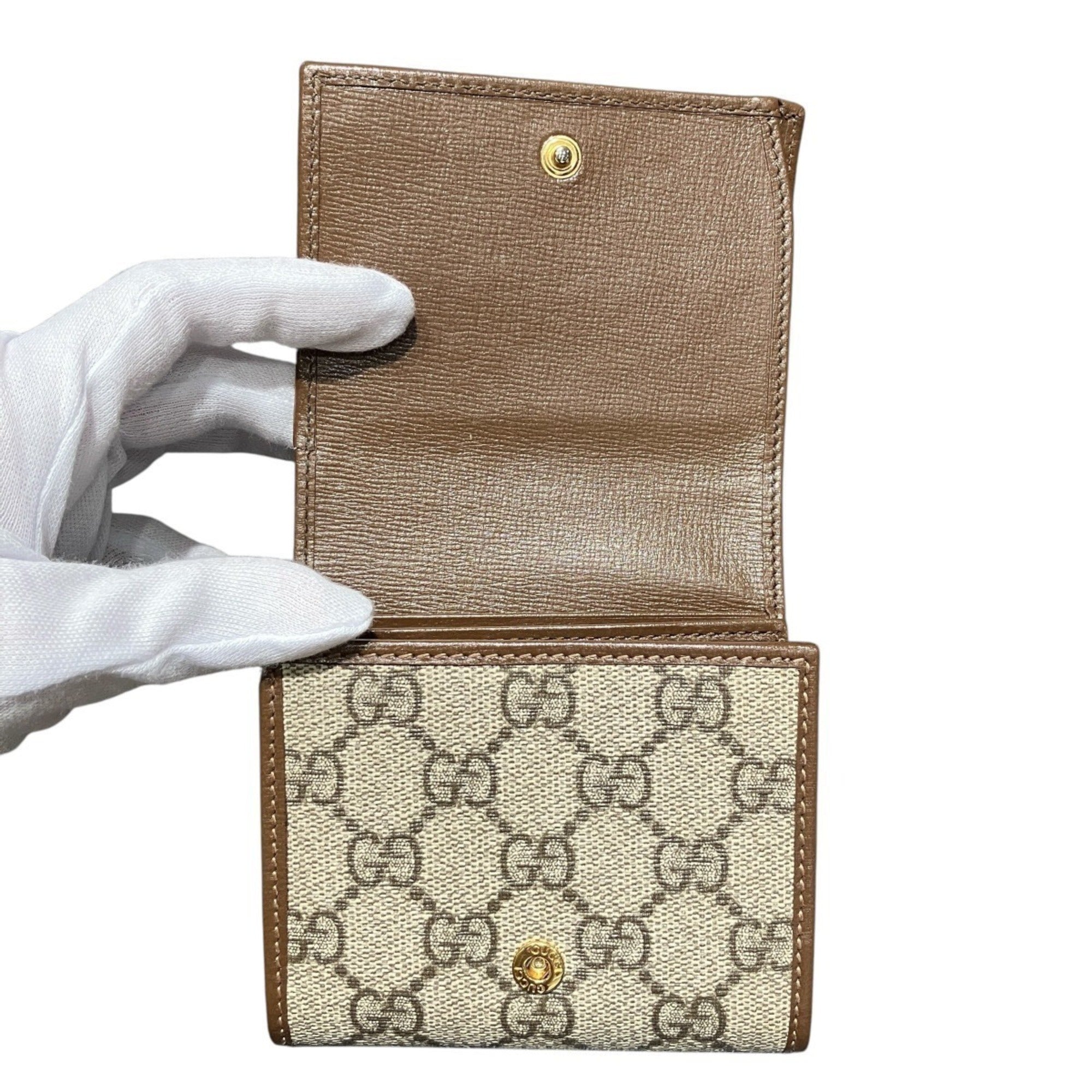 Gucci Beige Brown Leather Pvc Wallet (Bi-Fold) (Pre-Owned)