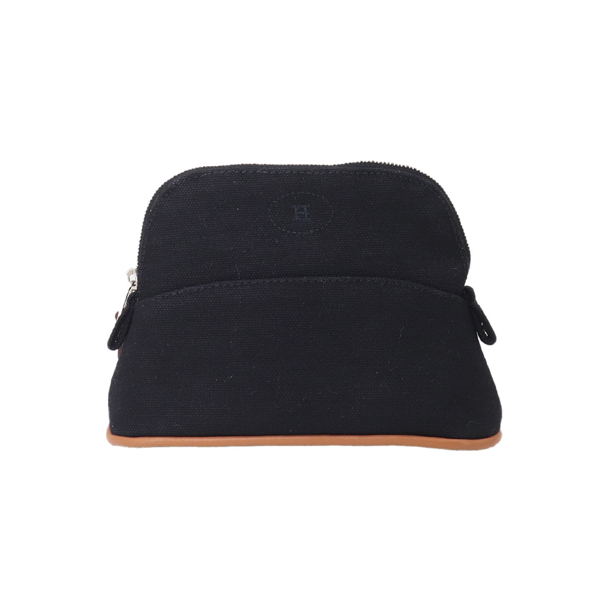 Hermes Black Cotton Canvas Leather Pouch (Pre-Owned)