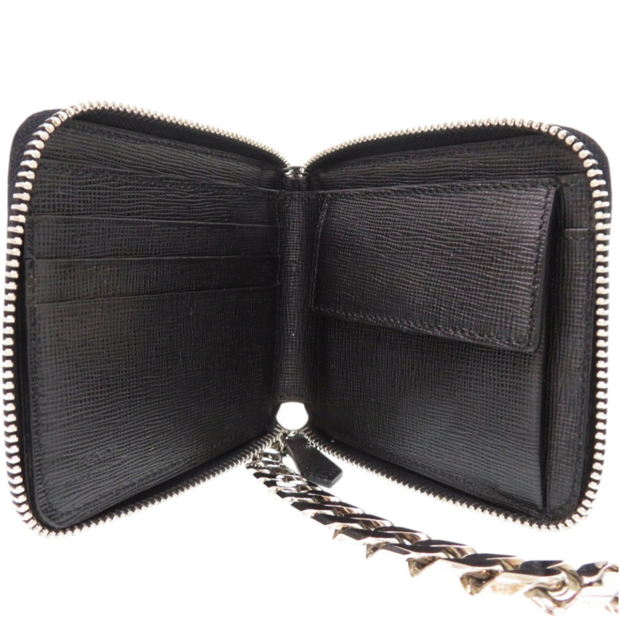 Fendi Black Blue Leather Wallet (Bi-Fold) (Pre-Owned)