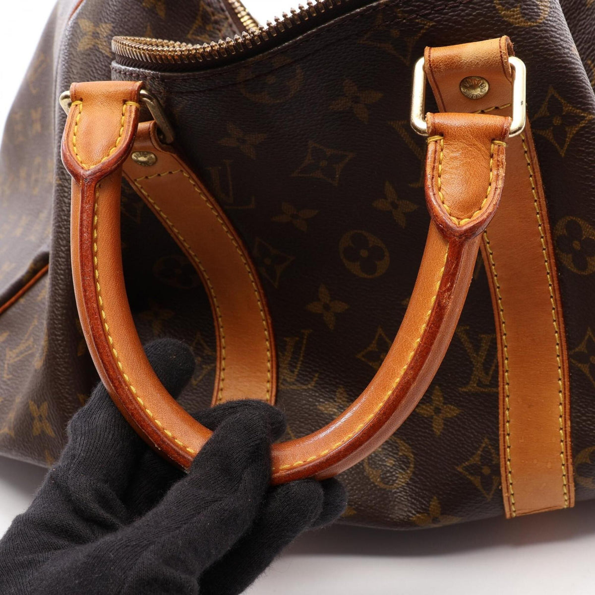 Louis Vuitton Brown Coated Canvas Monogram Leather Boston Bag Handbag (Pre-Owned)