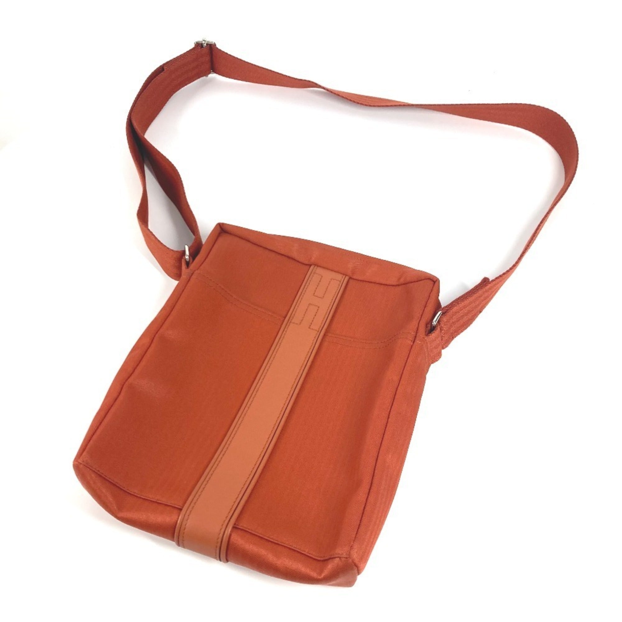 Hermes Acapulco Orange Nylon Canvas Pochette Shoulder Bag (Pre-Owned)
