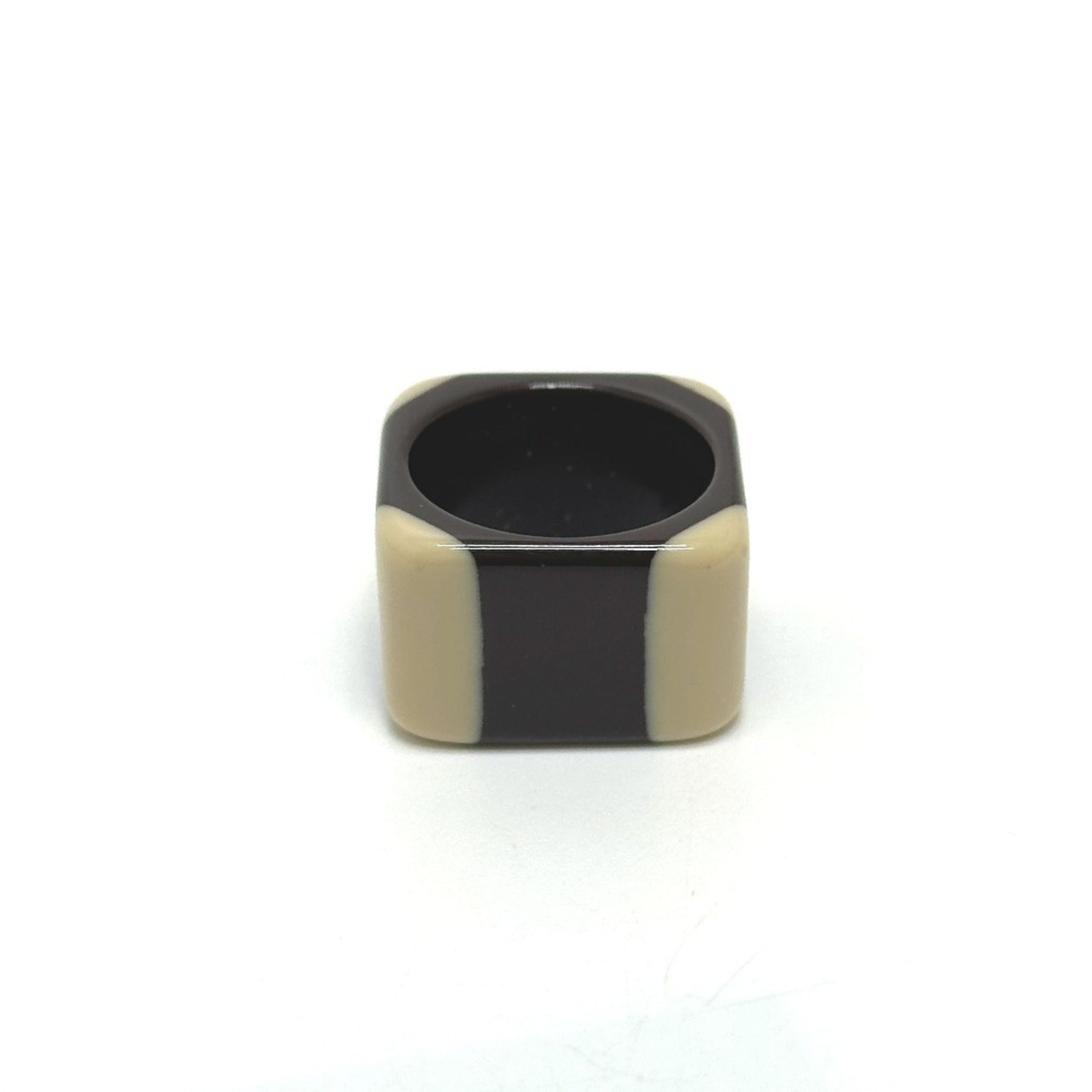 Chanel Black White Plastic Band Ring (Pre-Owned)