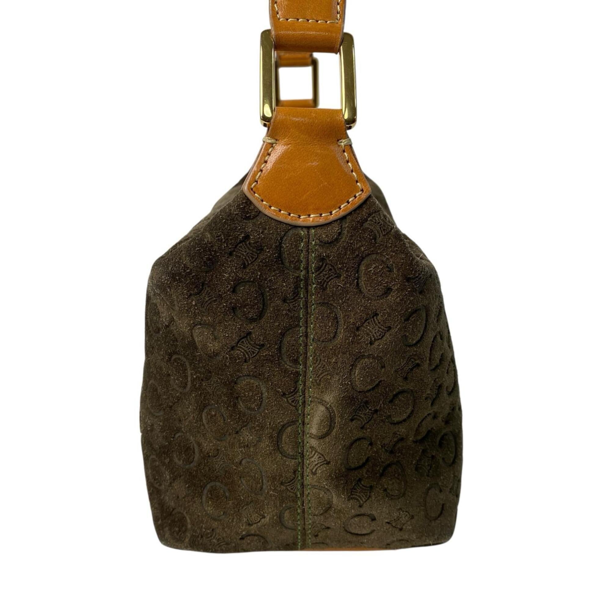 Celine Khaki Suede Leather Shoulder Bag (Pre-Owned)