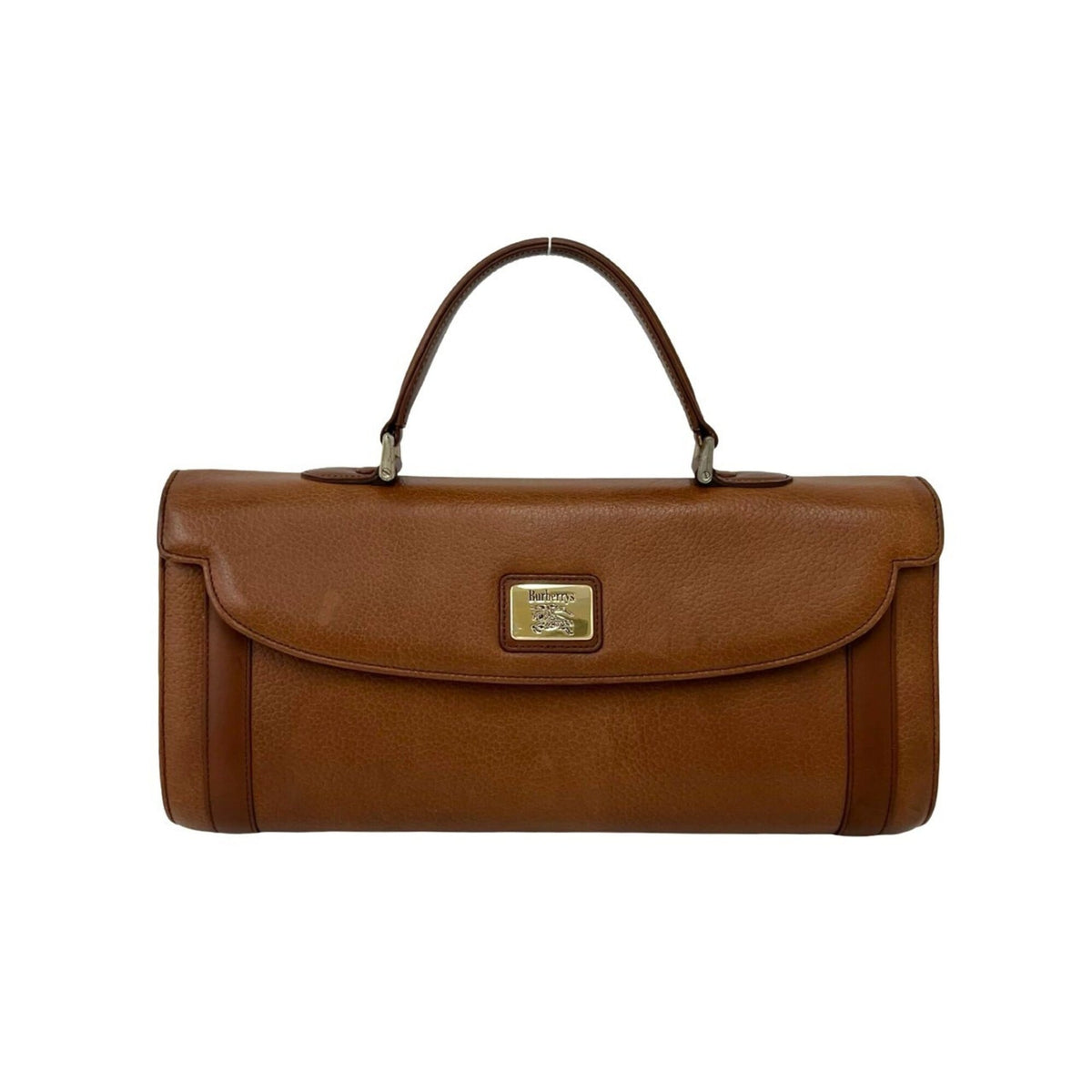 Burberry Brown Leather Boston Bag Handbag (Pre-Owned)