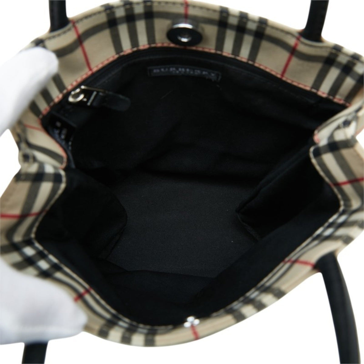 Burberry Beige Black Nylon Leather Tote Bag (Pre-Owned)