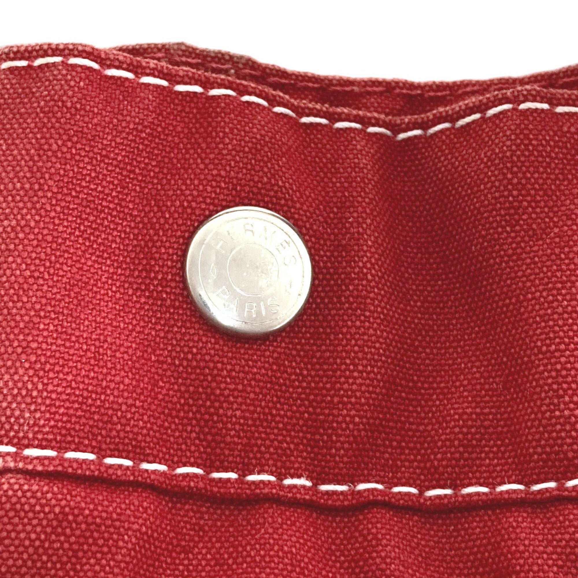 Hermes Deauville Red Color Canvas Handbag (Pre-Owned)