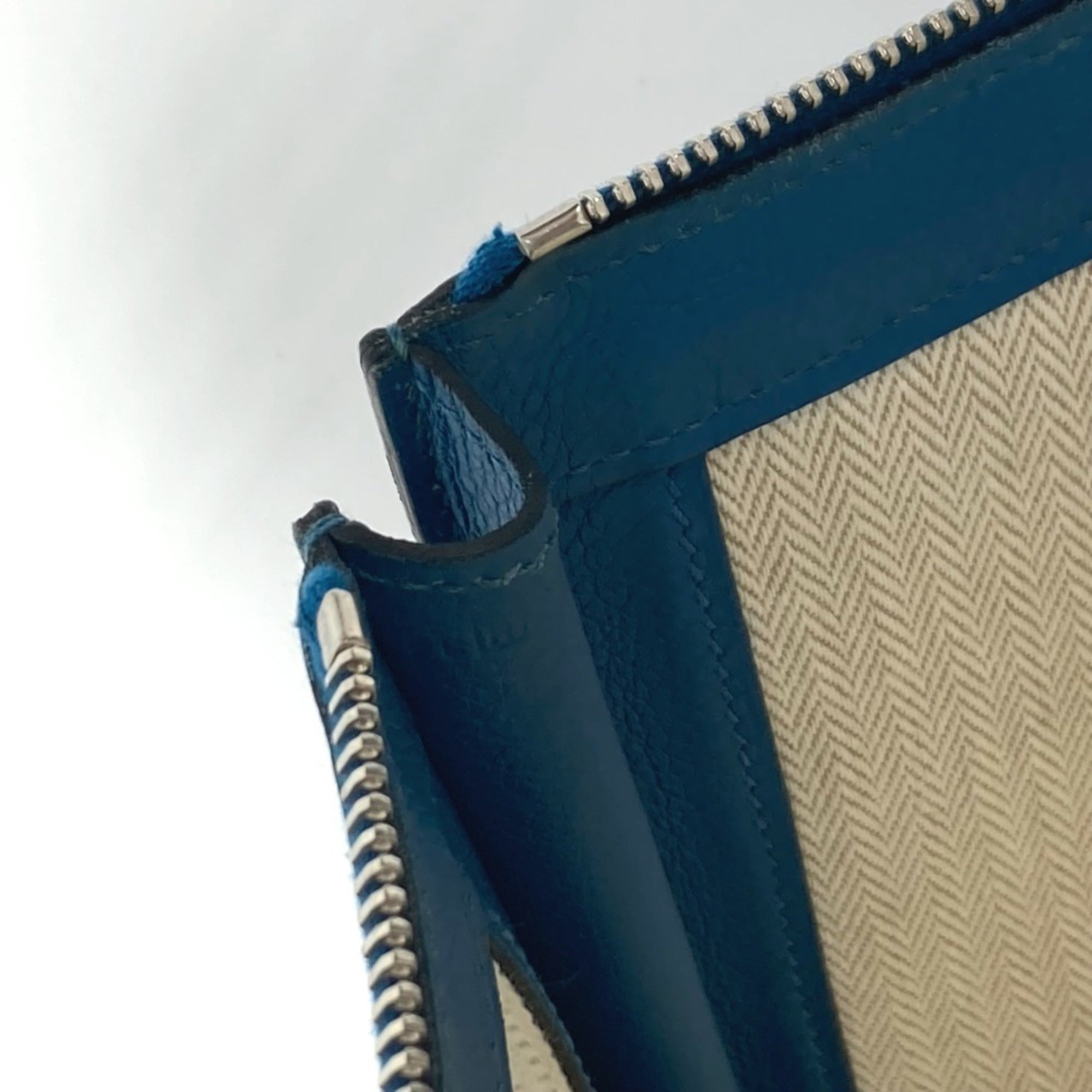 Hermes Blue Leather Clutch Bag Pouch (Pre-Owned)