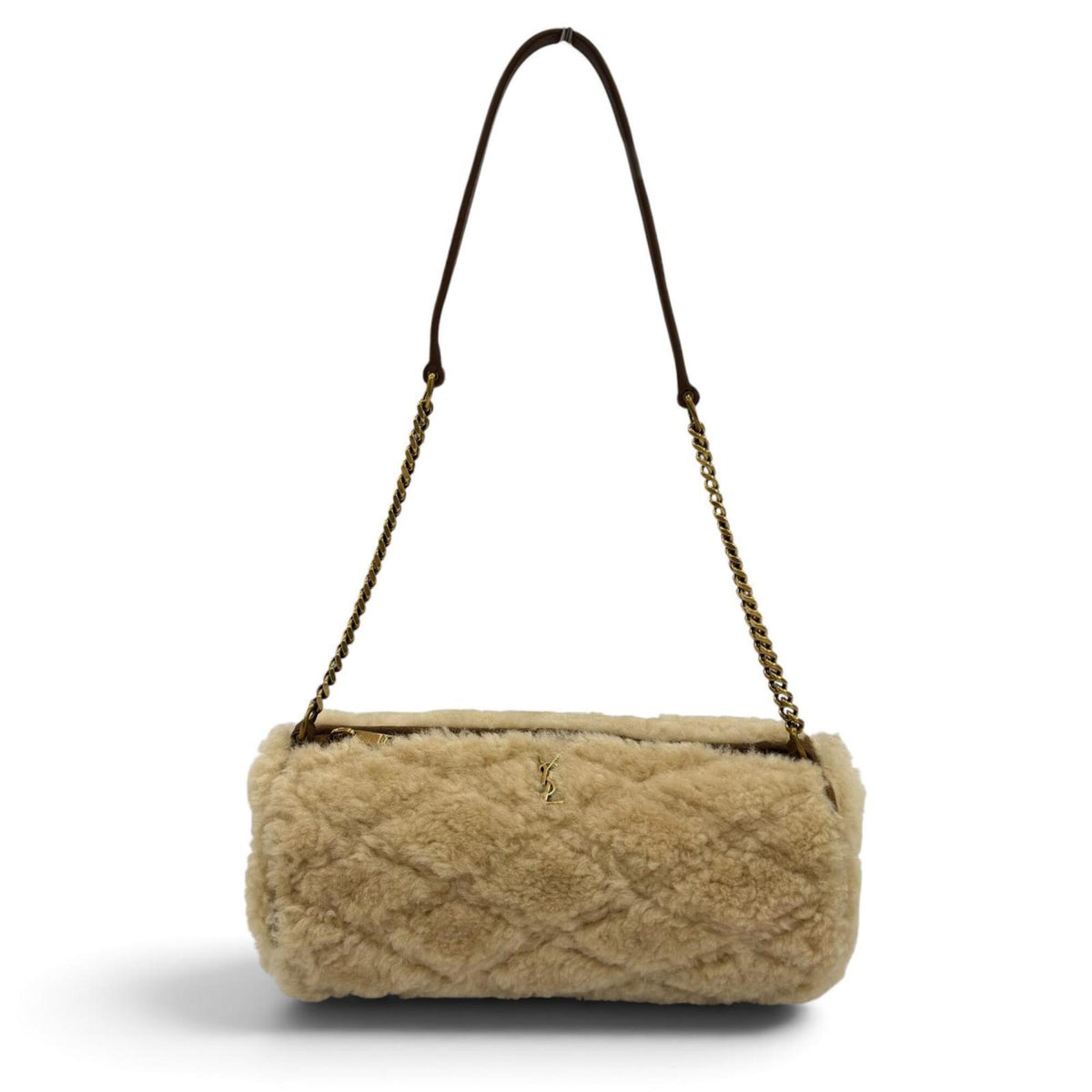 Saint Laurent Beige Brown Leather Handbag Shoulder Bag (Pre-Owned)