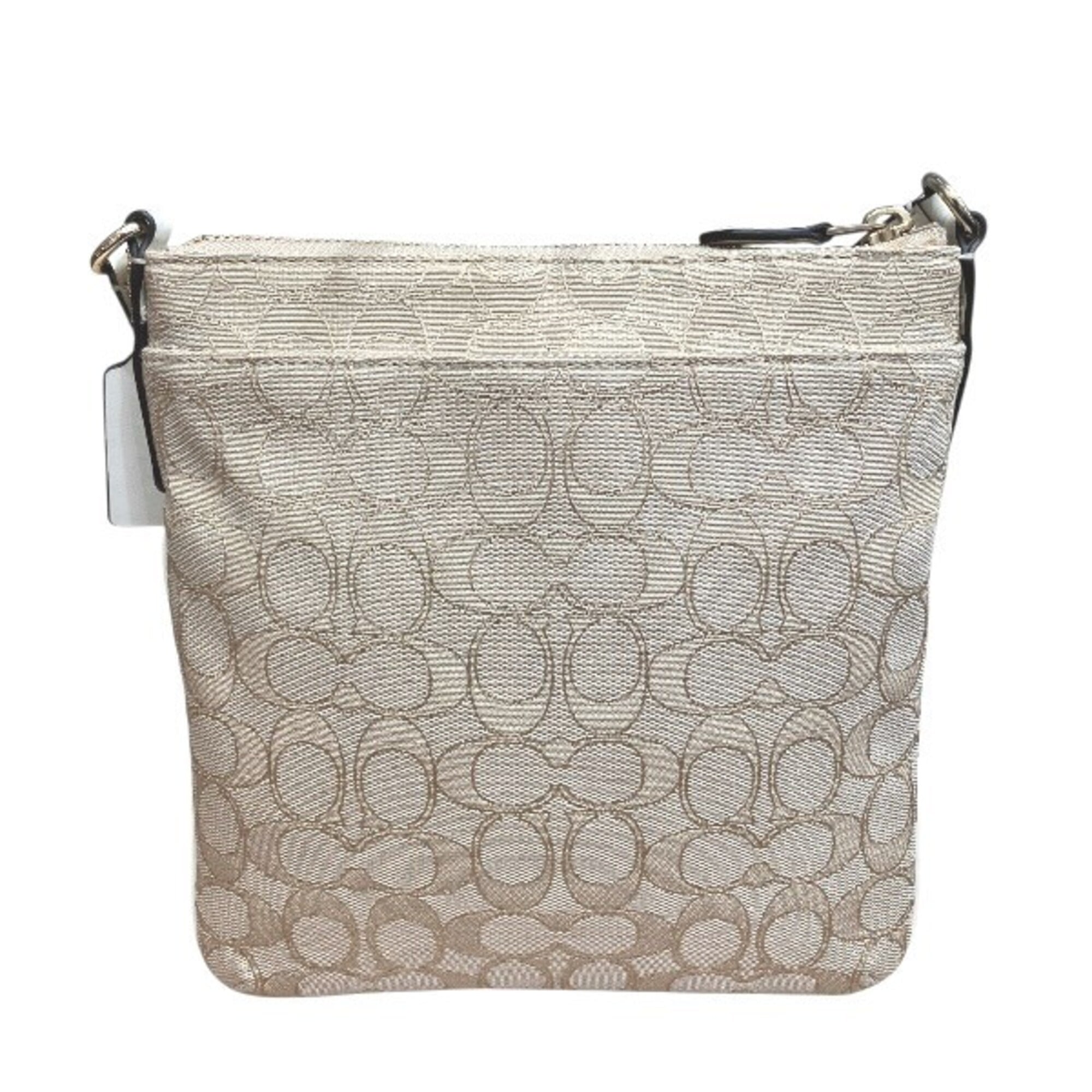 Coach Beige Signature Line Shoulder Bag (Pre-Owned)