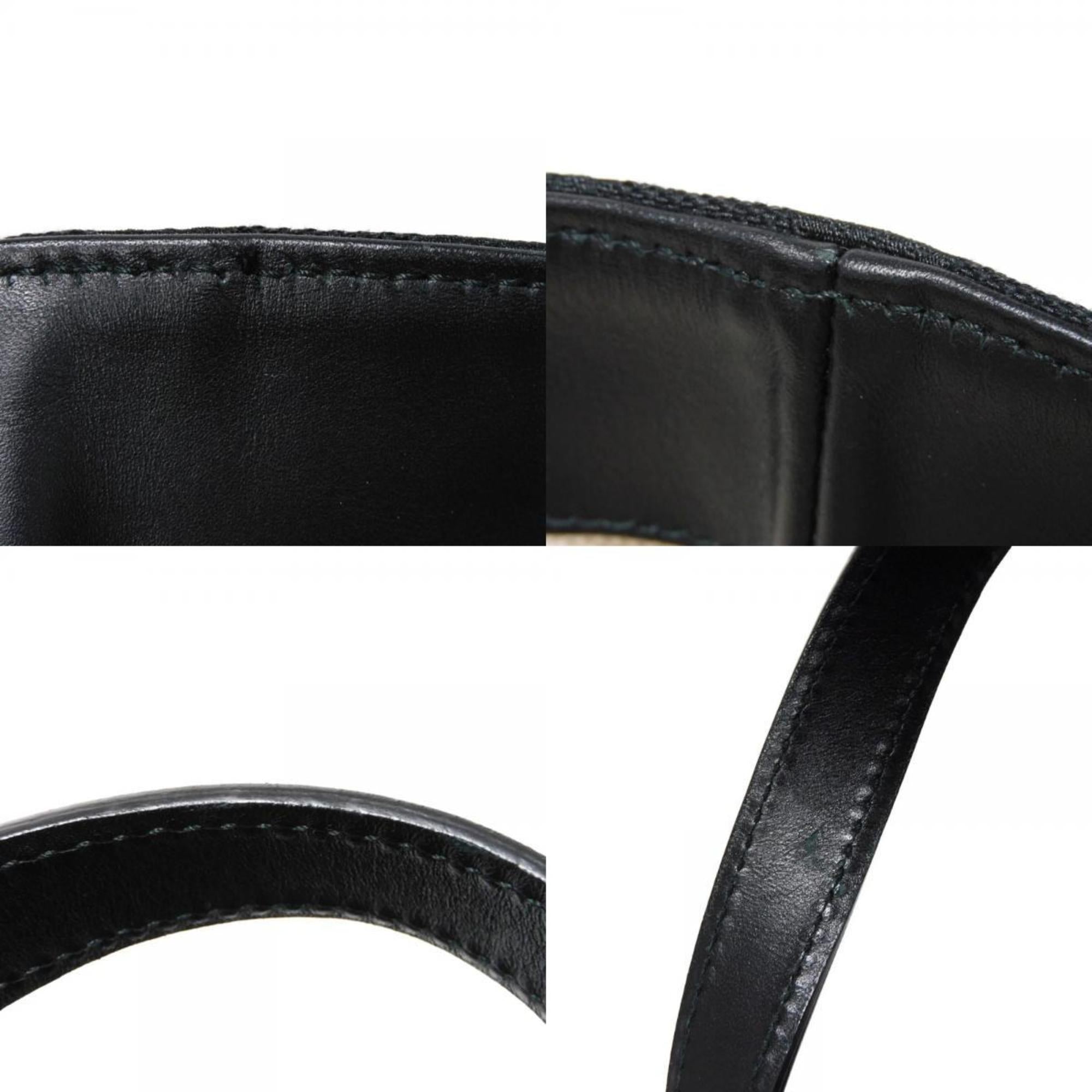 Gucci Black Gg Canvas Leather Shoulder Bag Tote Bag (Pre-Owned)