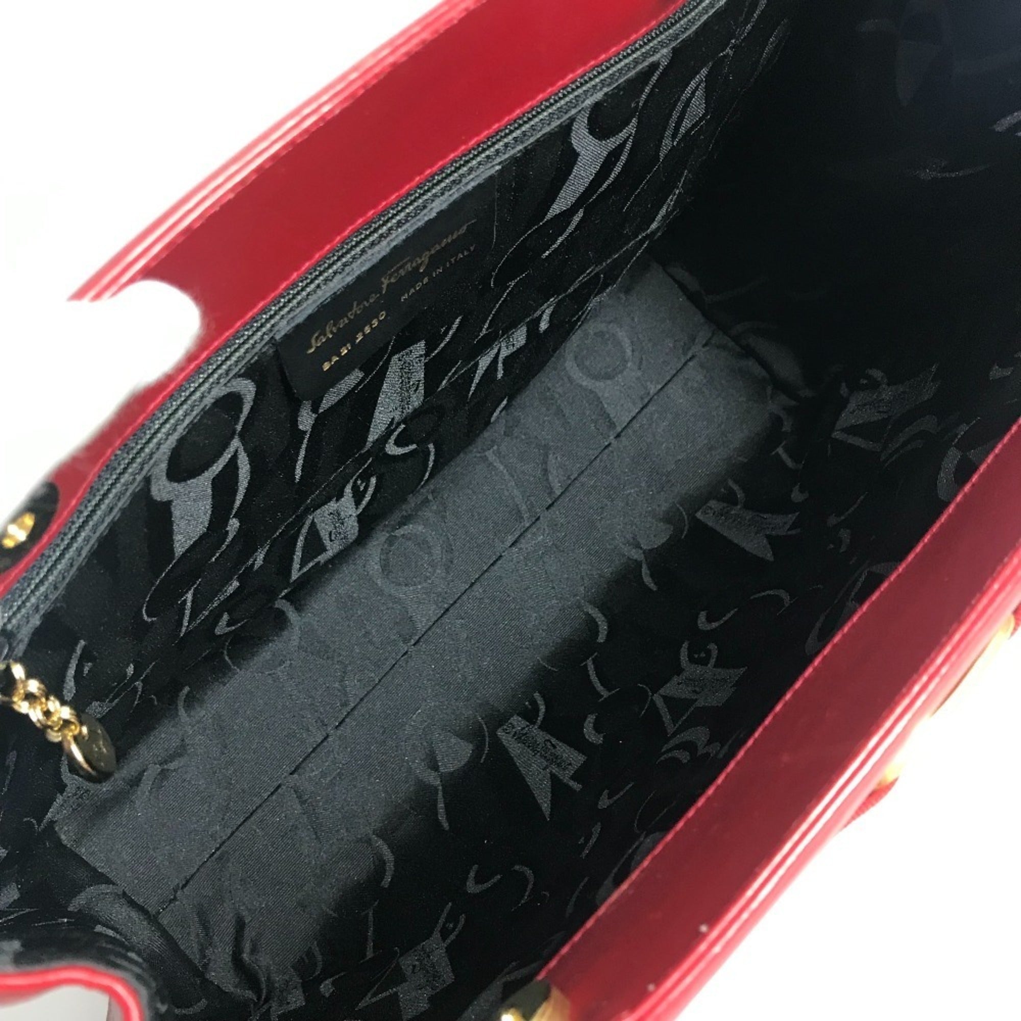 Salvatore Ferragamo Vara Red Color Leather Shoulder Bag Tote Bag (Pre-Owned)