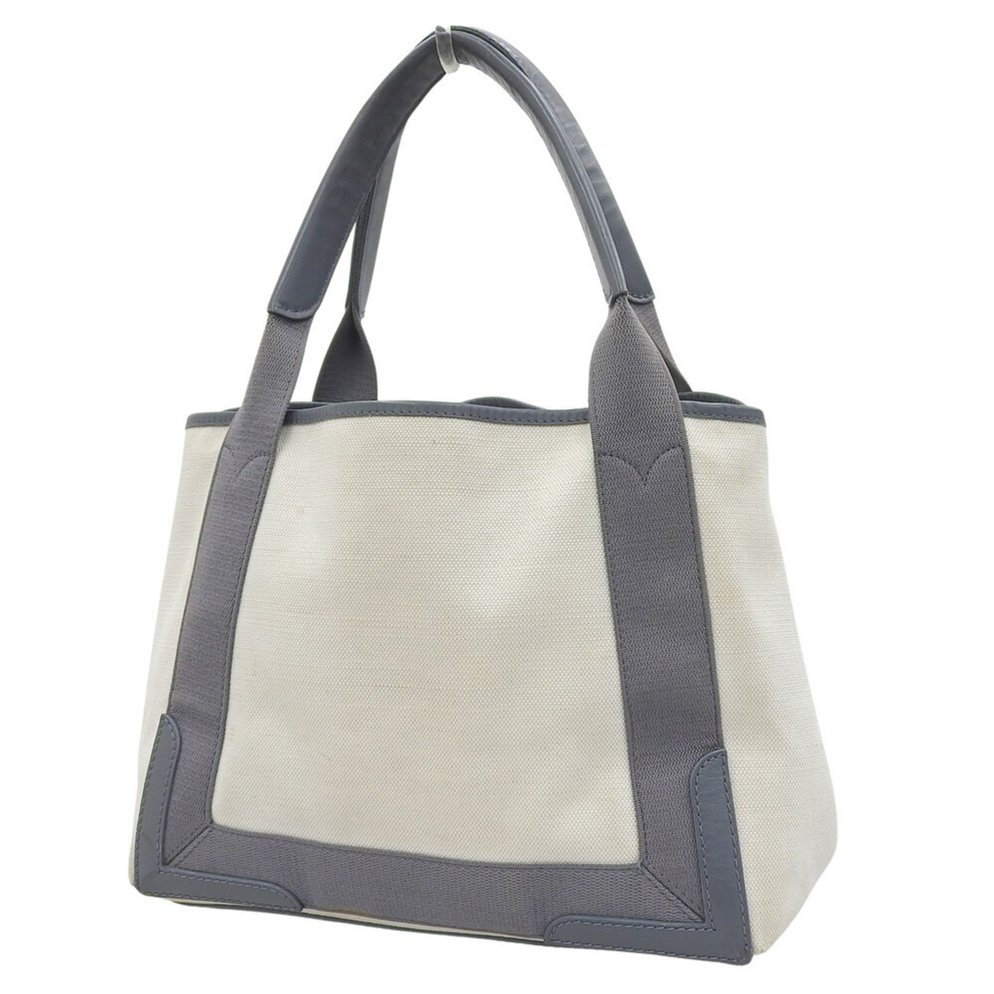 Balenciaga Gray White Canvas Leather Pouch Tote Bag (Pre-Owned)