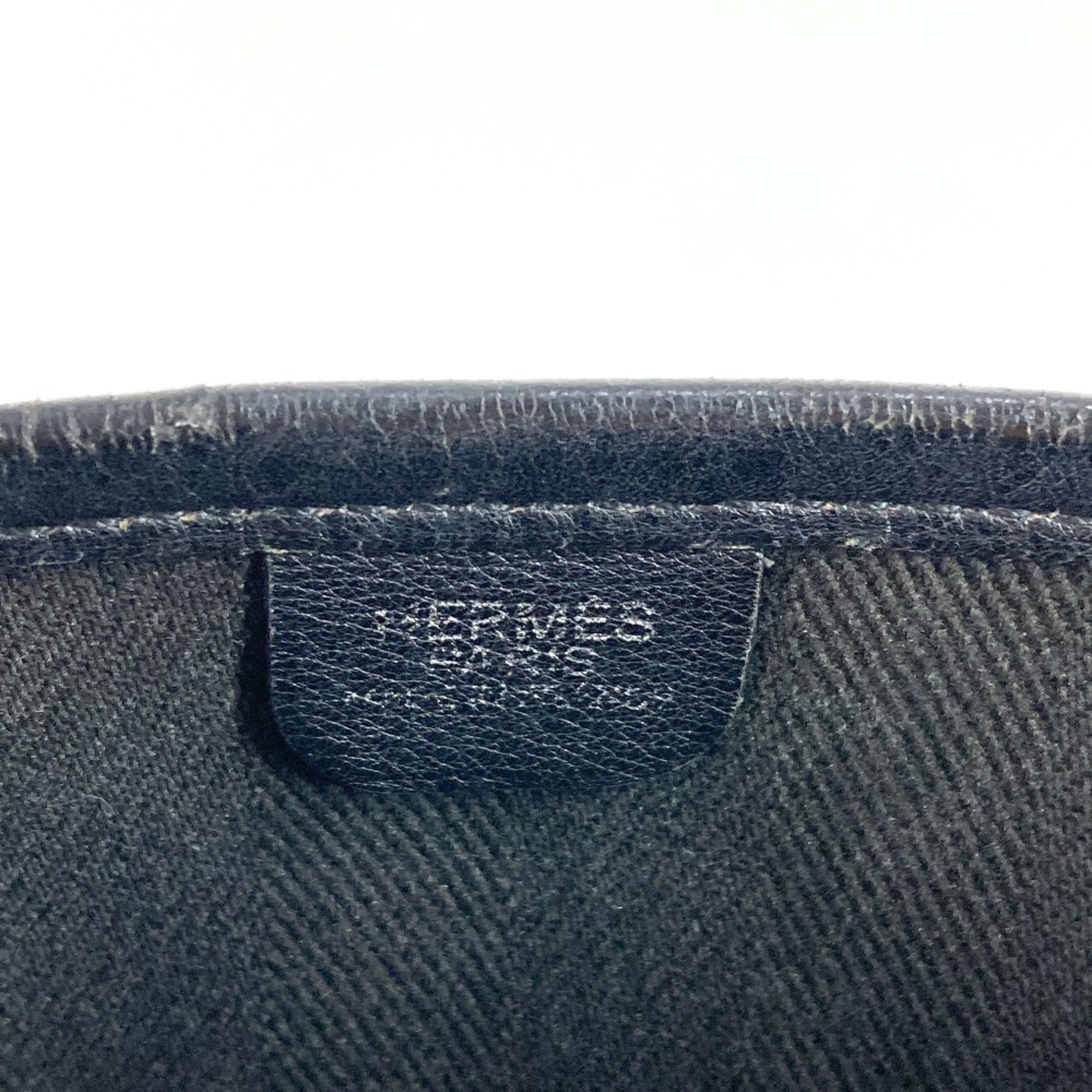 Hermes Black Leather Canvas Pochette Shoulder Bag (Pre-Owned)