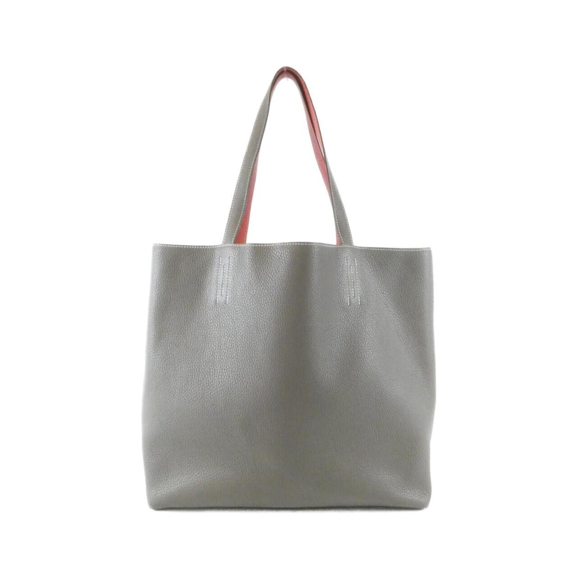 Hermes Bougainvillier Gray Red Color Taurillon Clemence Leather Handbag (Pre-Owned)