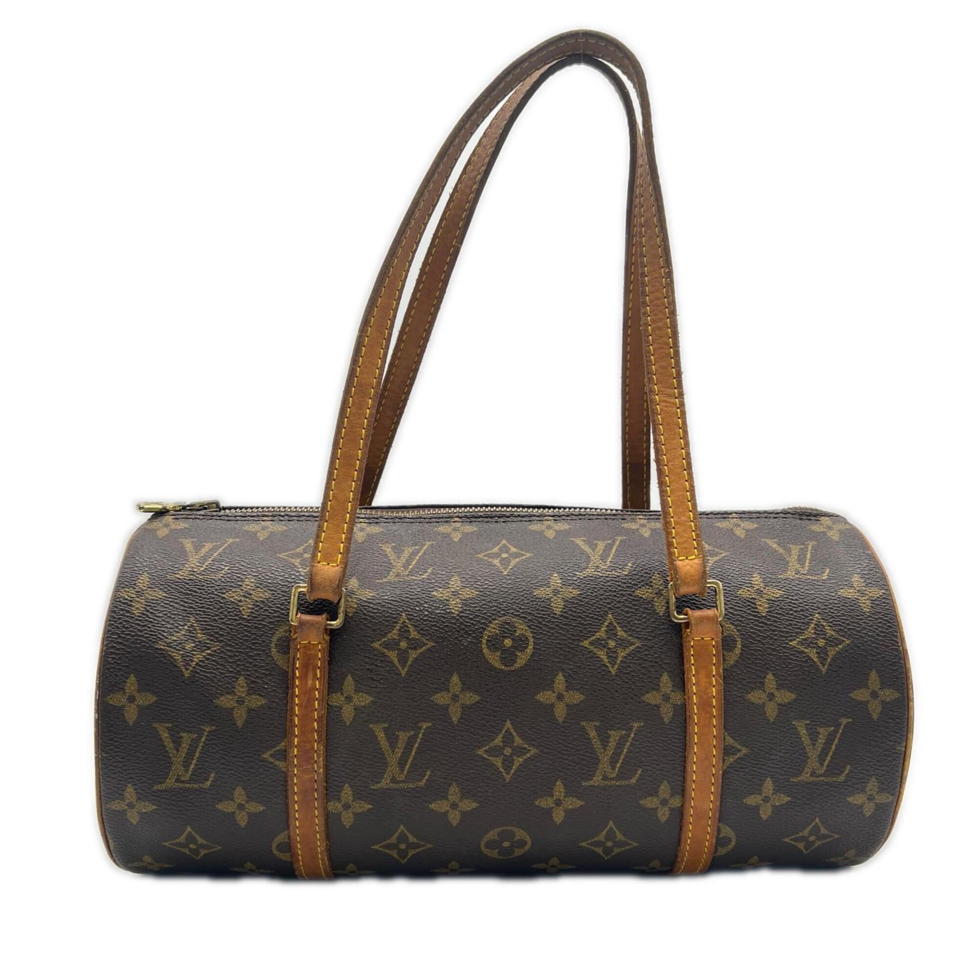 Louis Vuitton Beige Brown Coated Canvas Leather Handbag (Pre-Owned)