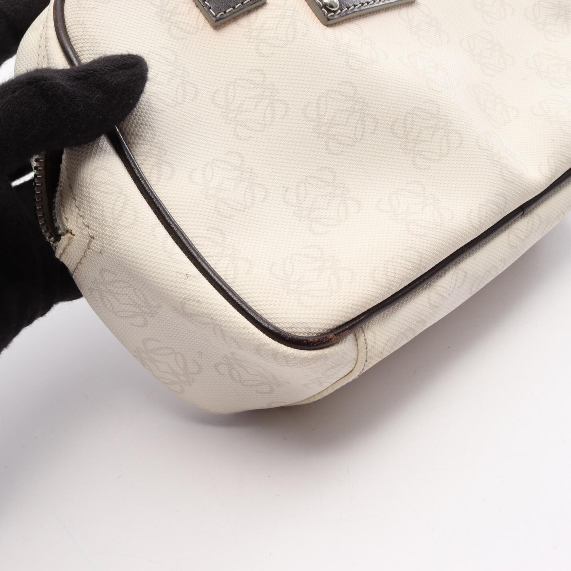 Loewe Brown White Coated Canvas Leather Handbag (Pre-Owned)