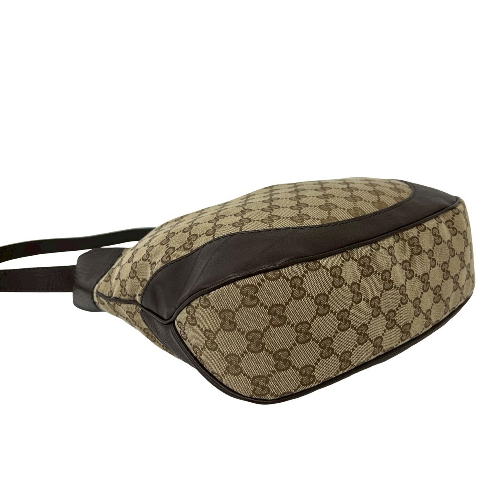 Gucci Beige Brown Canvas Leather Shoulder Bag Sling Bag (Pre-Owned)